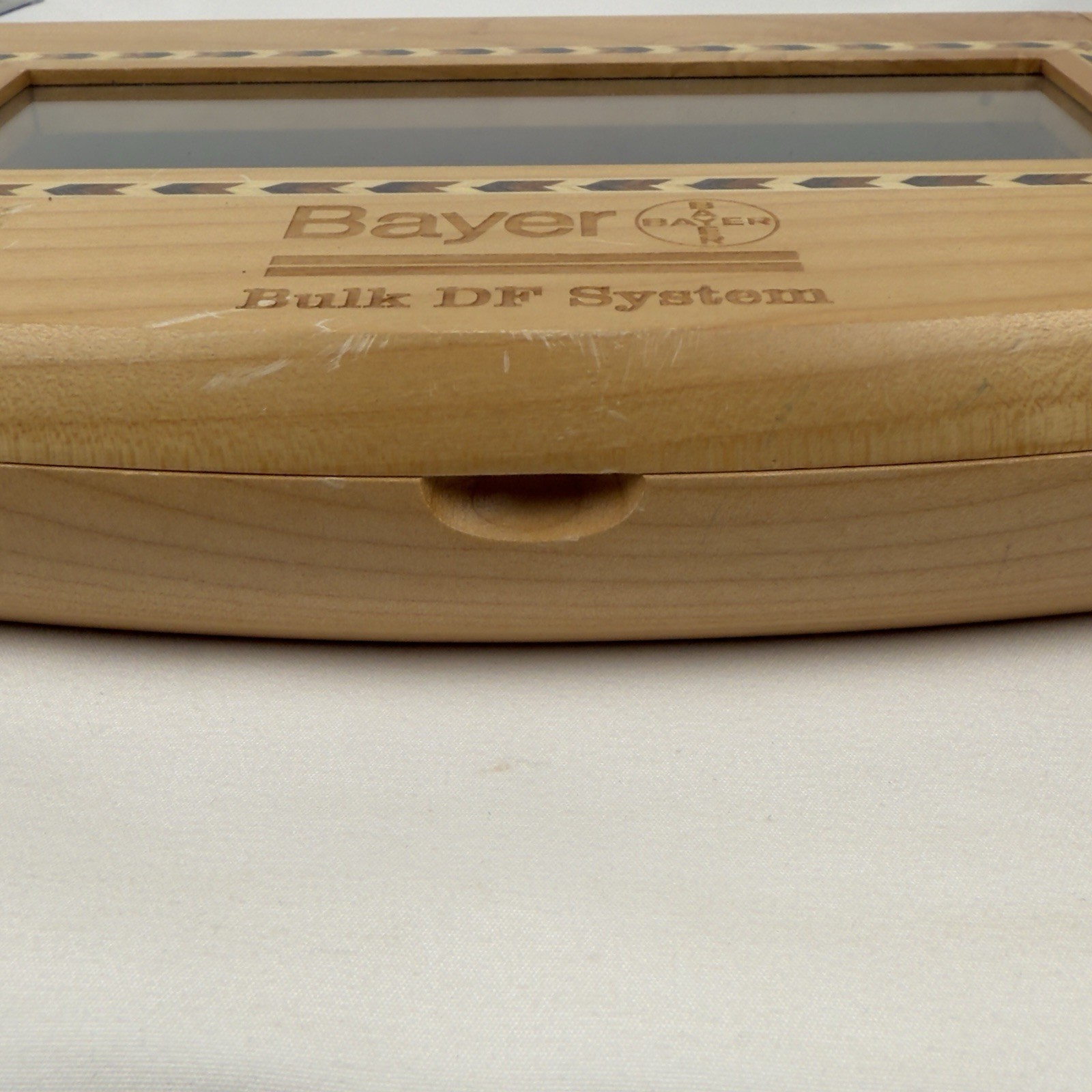 VTG Bayer Pharmaceutical Advertising Desk Display Wood Pen Holder Promo