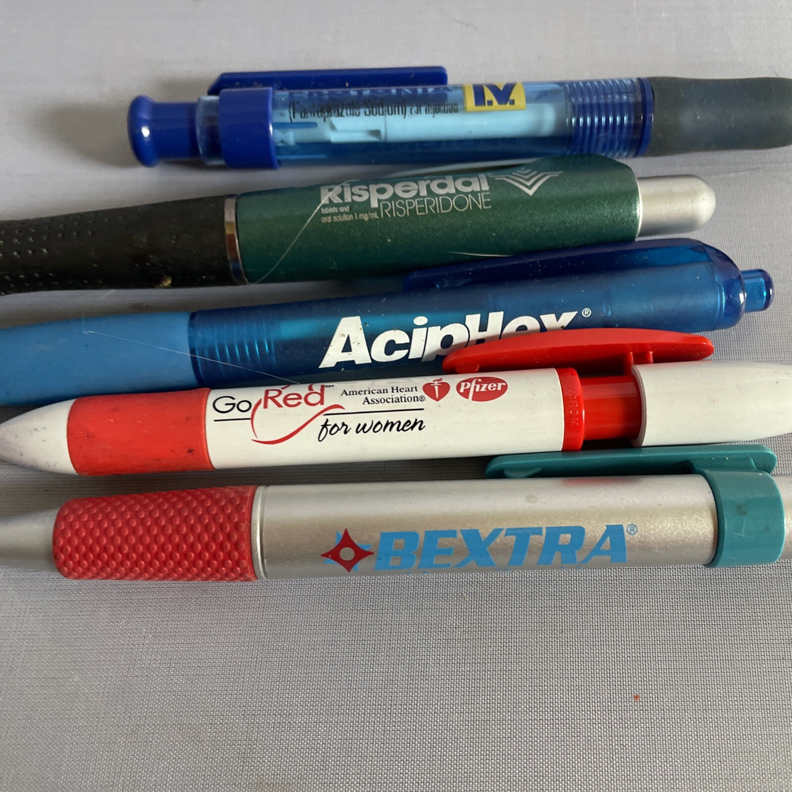 Vintage Lot of 5 Assorted Pharmaceutical Drug Rep Pens Aciphex Bextra Protonix