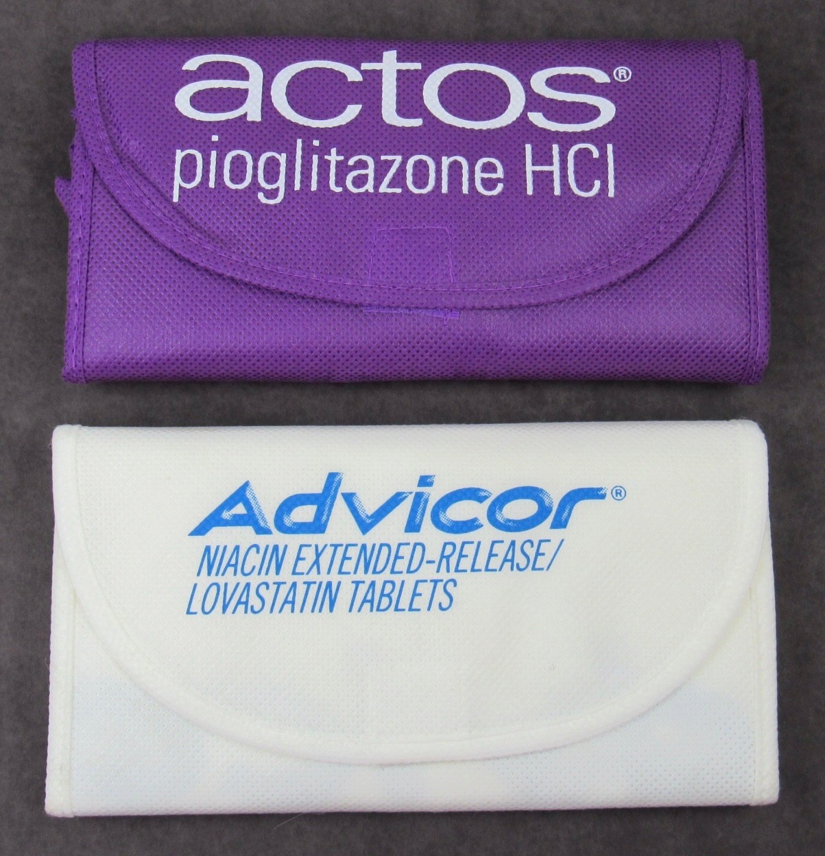 Actos Advicor Foldable Reuseable Tote Bag Drug Rep Pharmaceutical Promo Lot of 2