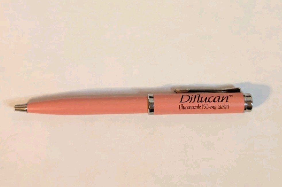 Pink Clip Diflucan Metal PEN Drug Rep Pharmaceutical Promo Medical Advertising