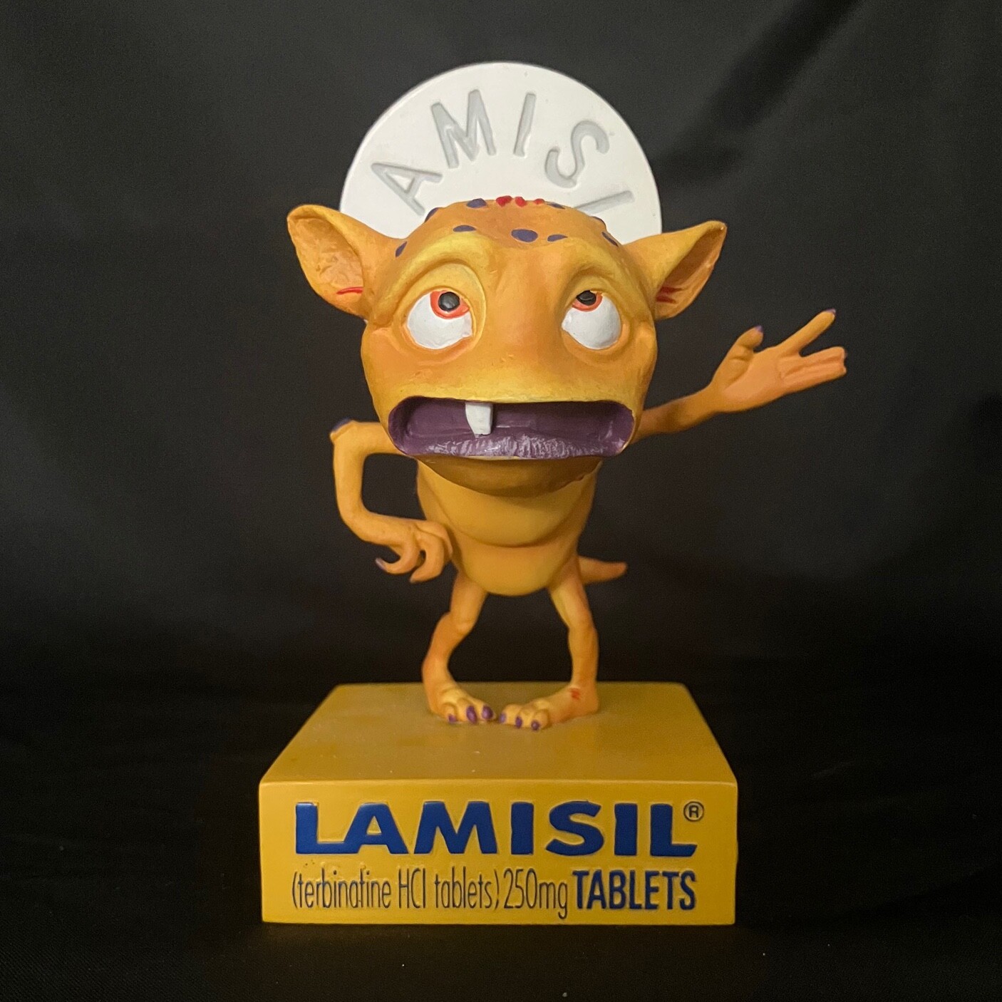 Drug Rep Lamisil Pharma Swag Advertising Nodder Creature Bobblehead Card Holder