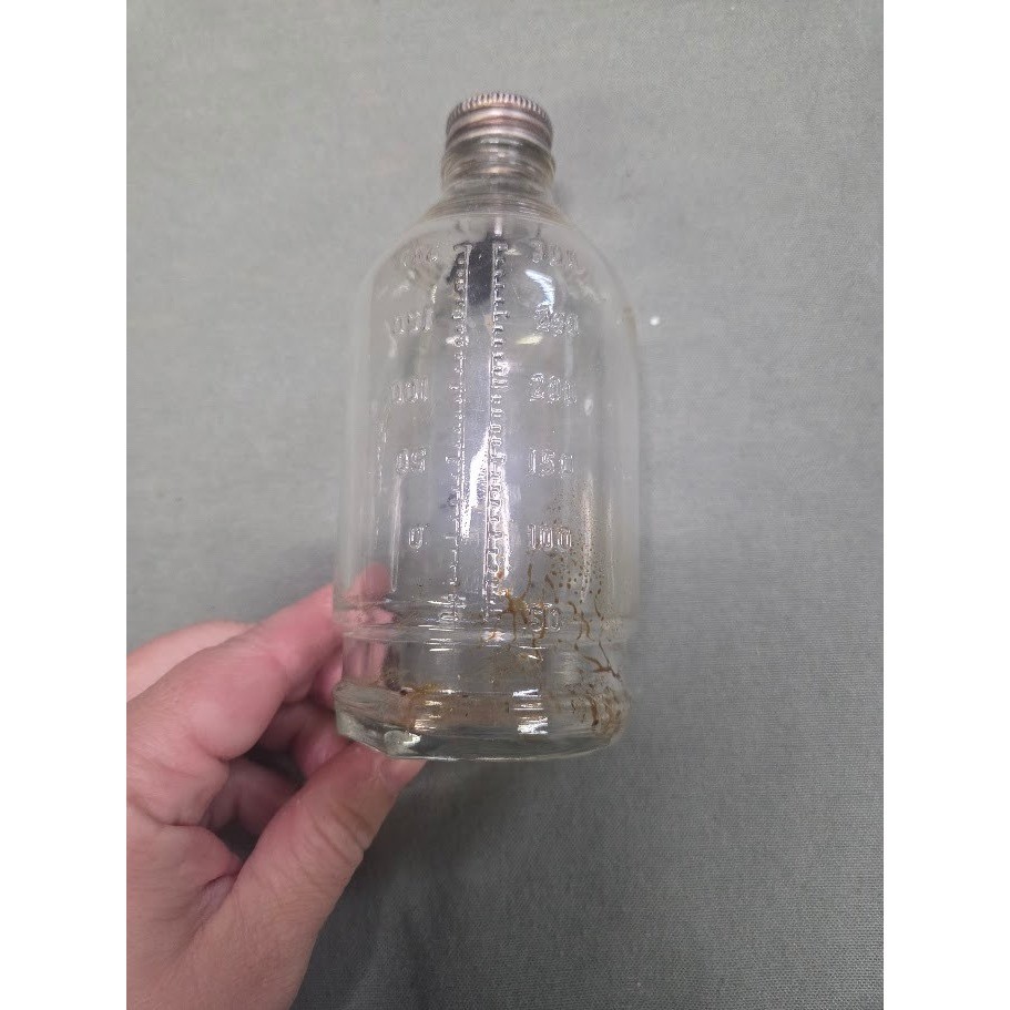 Vintage Abbott Laboratories Glass Bottle with Metal Cap 300ml Graduated