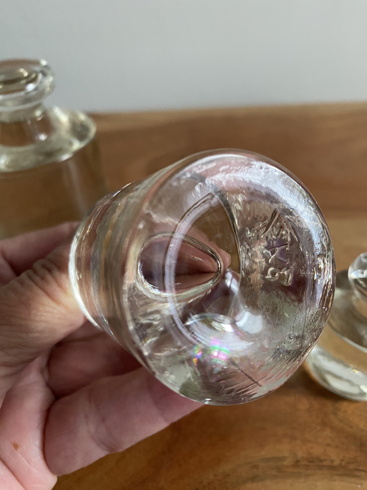 3 Vintage Apothecary Scale Weights Clear Pressed Glass Balance Scale