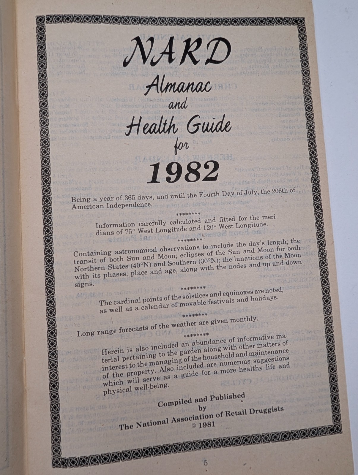 1982 NARD Almanac Health Guide Booklet National Association of Retail Druggists