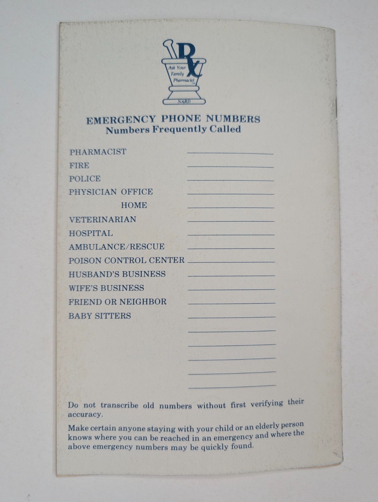 1982 NARD Almanac Health Guide Booklet National Association of Retail Druggists