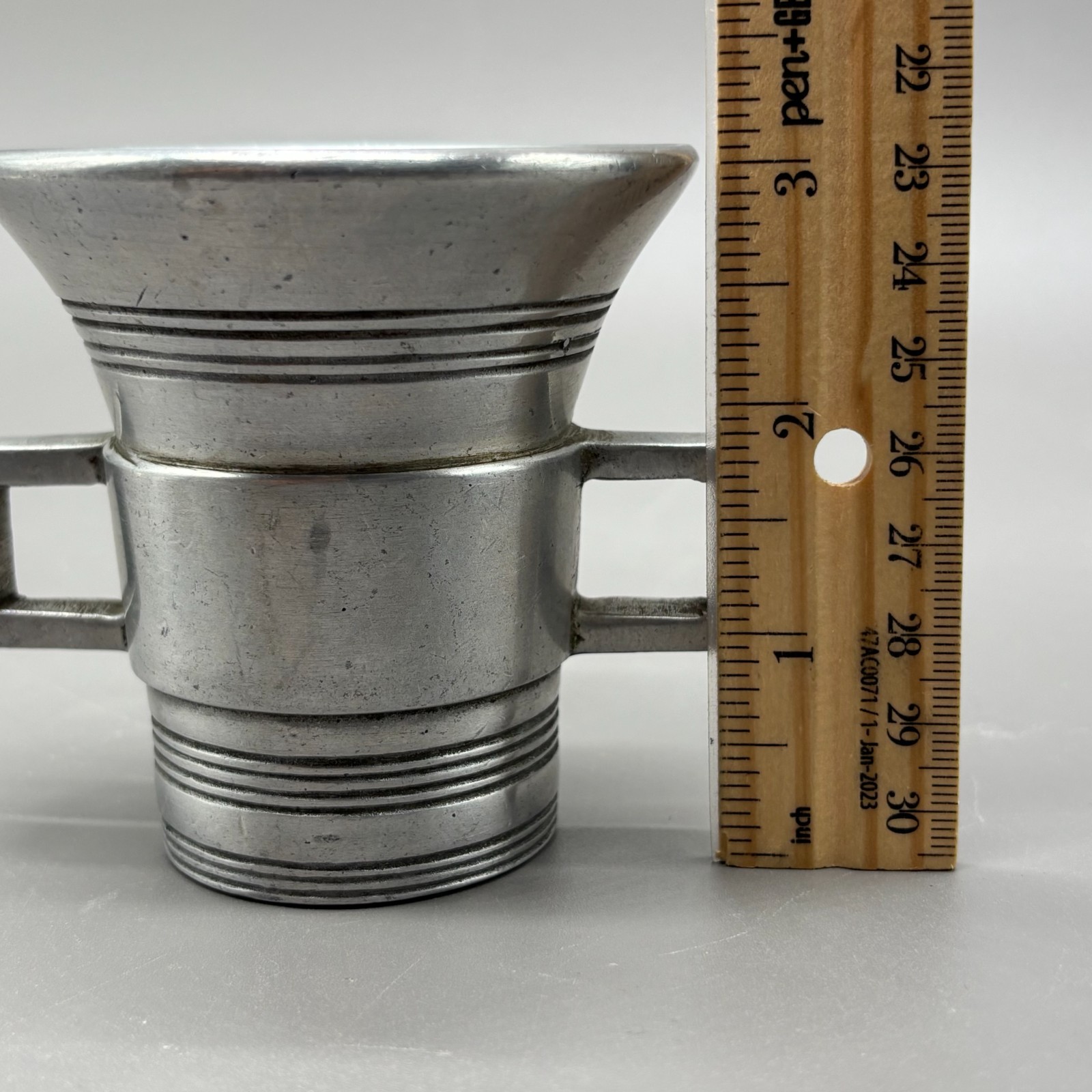 Vintage Stede Pewter Apothecary Mortar Handled Pharmacist Cup Mid Century Modern