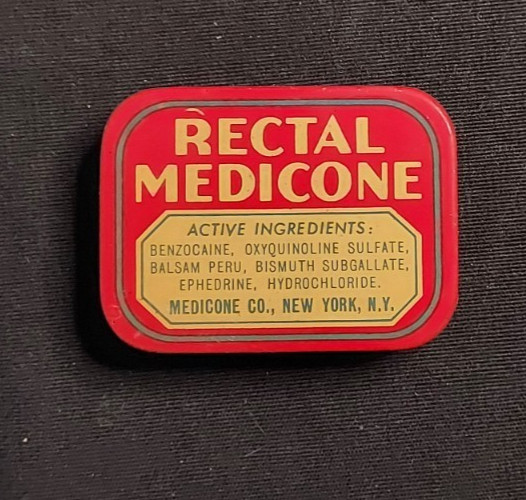New Old Stock Medicine Tin Rectal Medicone Suppository Medicone Co New York