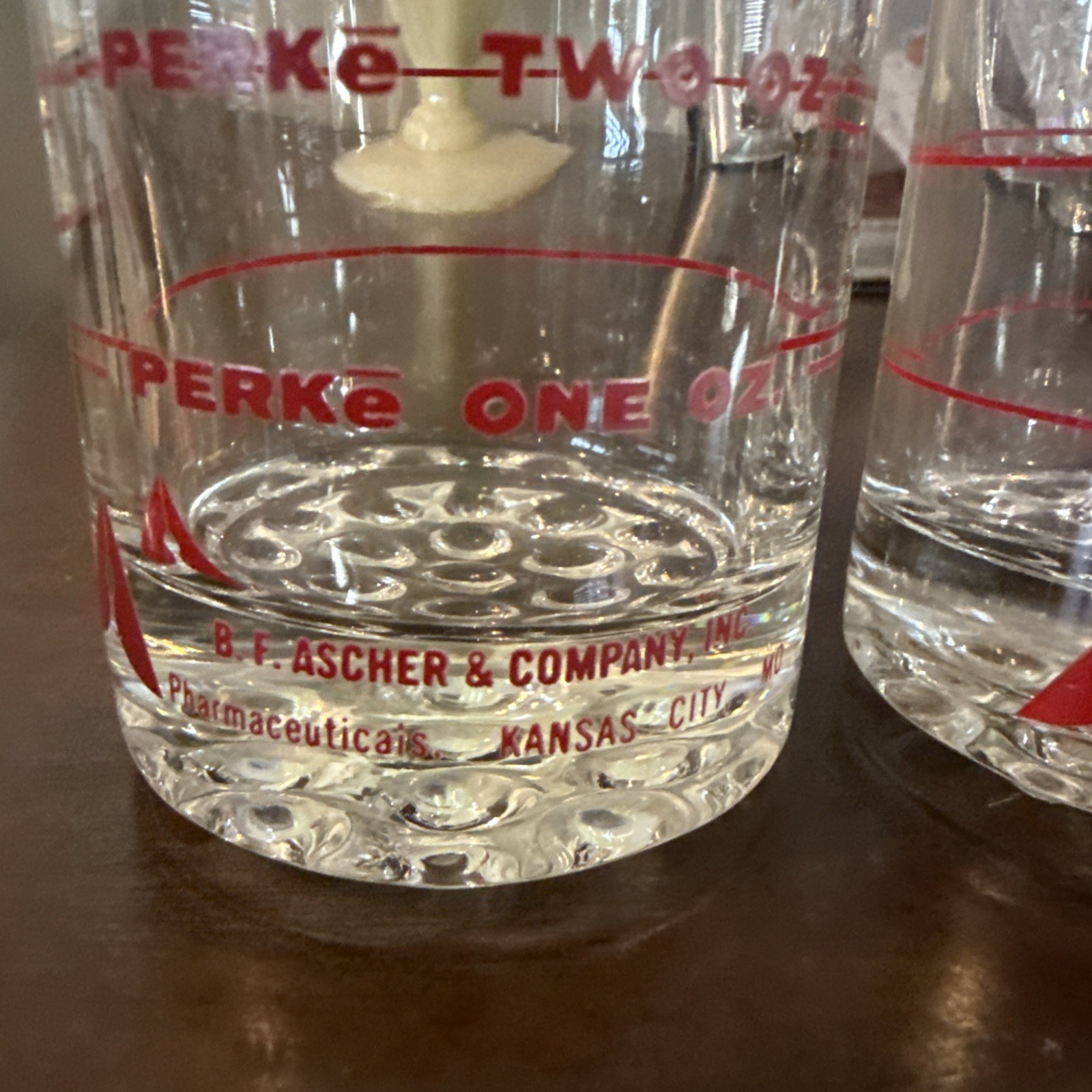 Vintage B F Ascher Perke 3 oz Measuring Glasses Set Of 2 Pharmaceutical Look