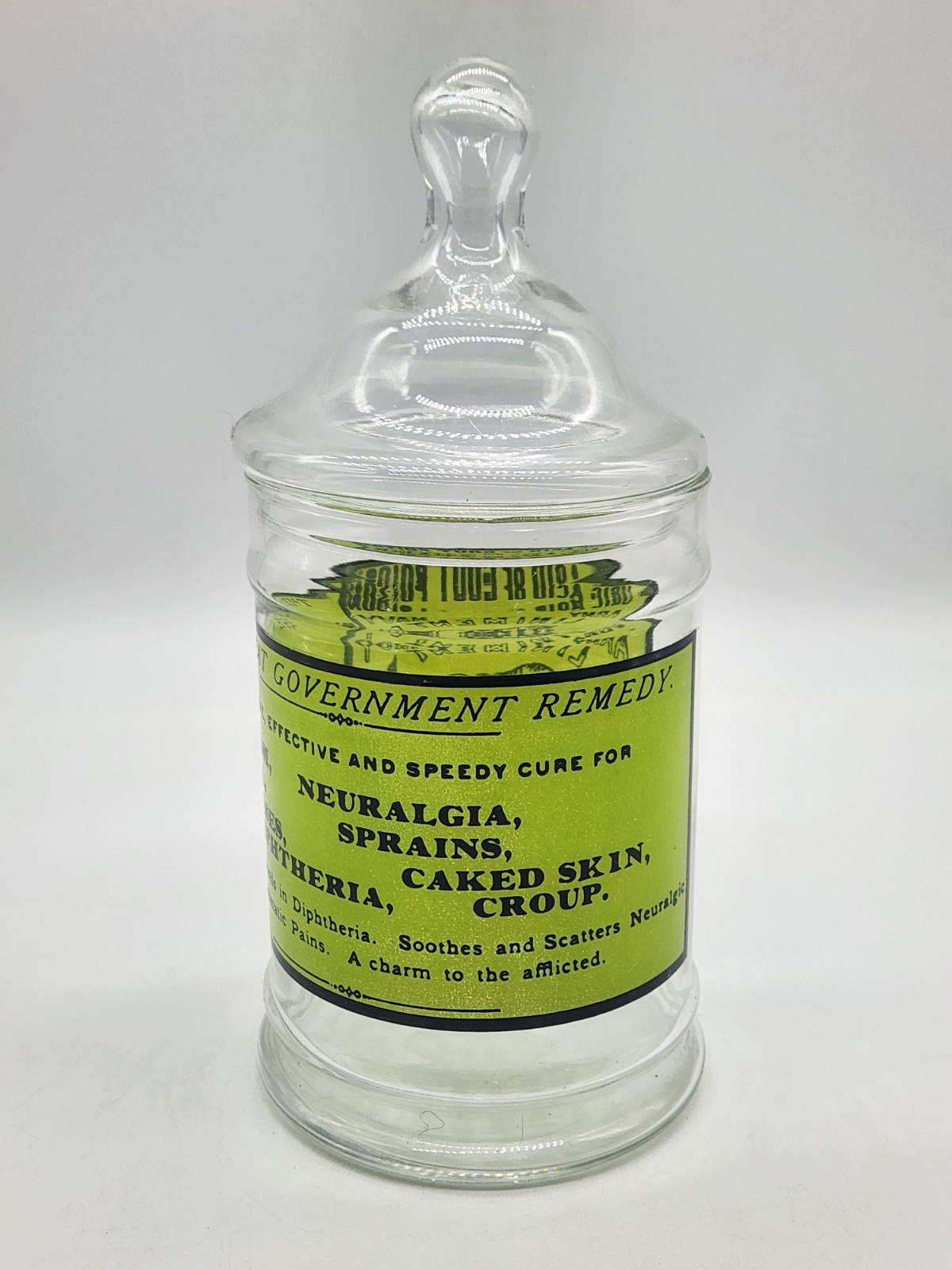 Vintage Glass Apothecary Jar With Lid Army Navy Liniment Medicine Remedy 1970’s