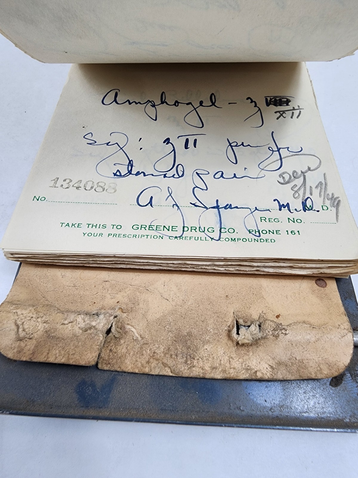 Prescription Atlas Rx Pad Paper Apothecary Druggist Pharmacy Medicine 1949