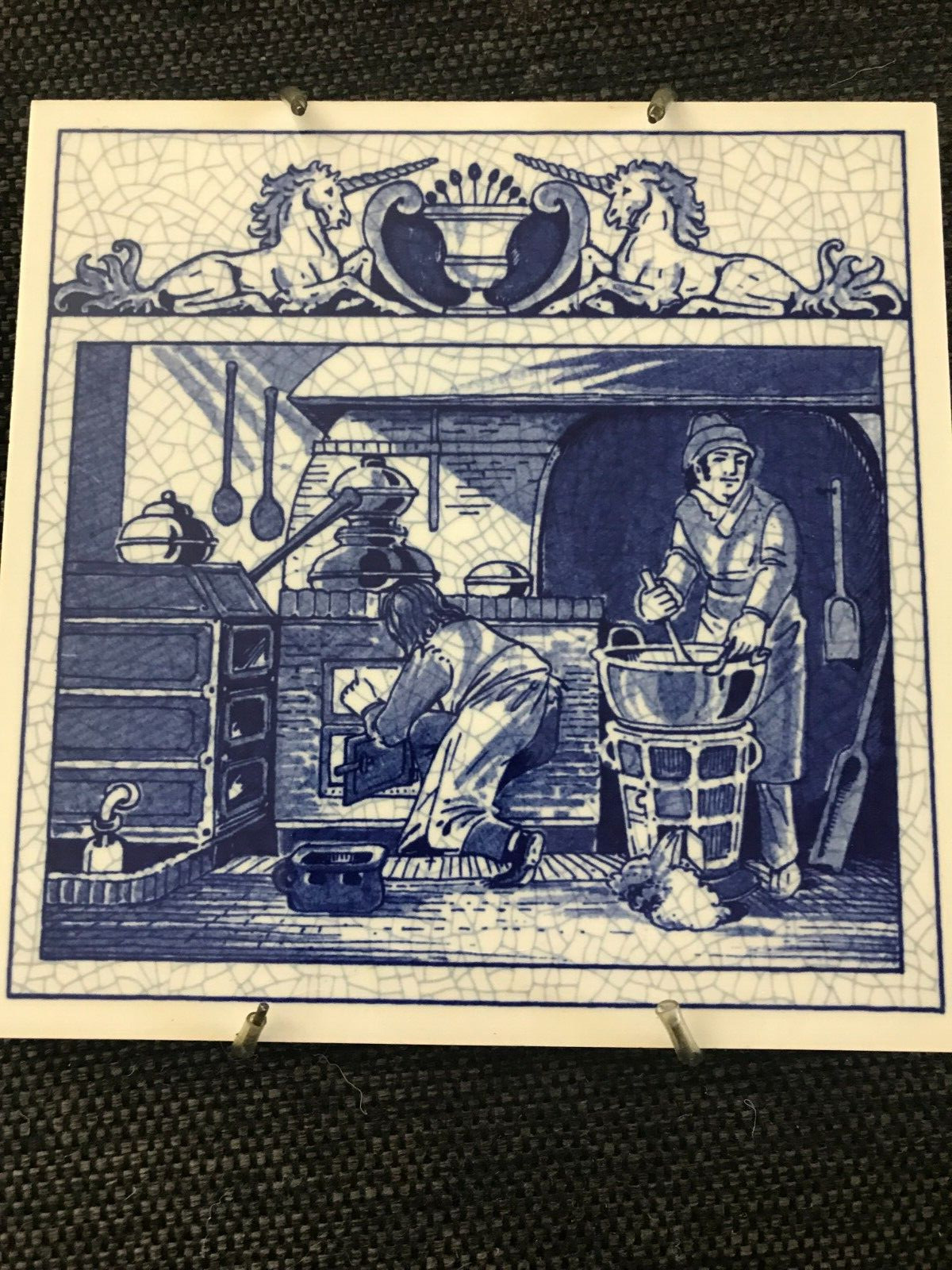 BLUE DELFT Pharmacy Lab HOLLAND HANDMADE PILL TILE 1990 BURROUGHS WELLCOME CO.