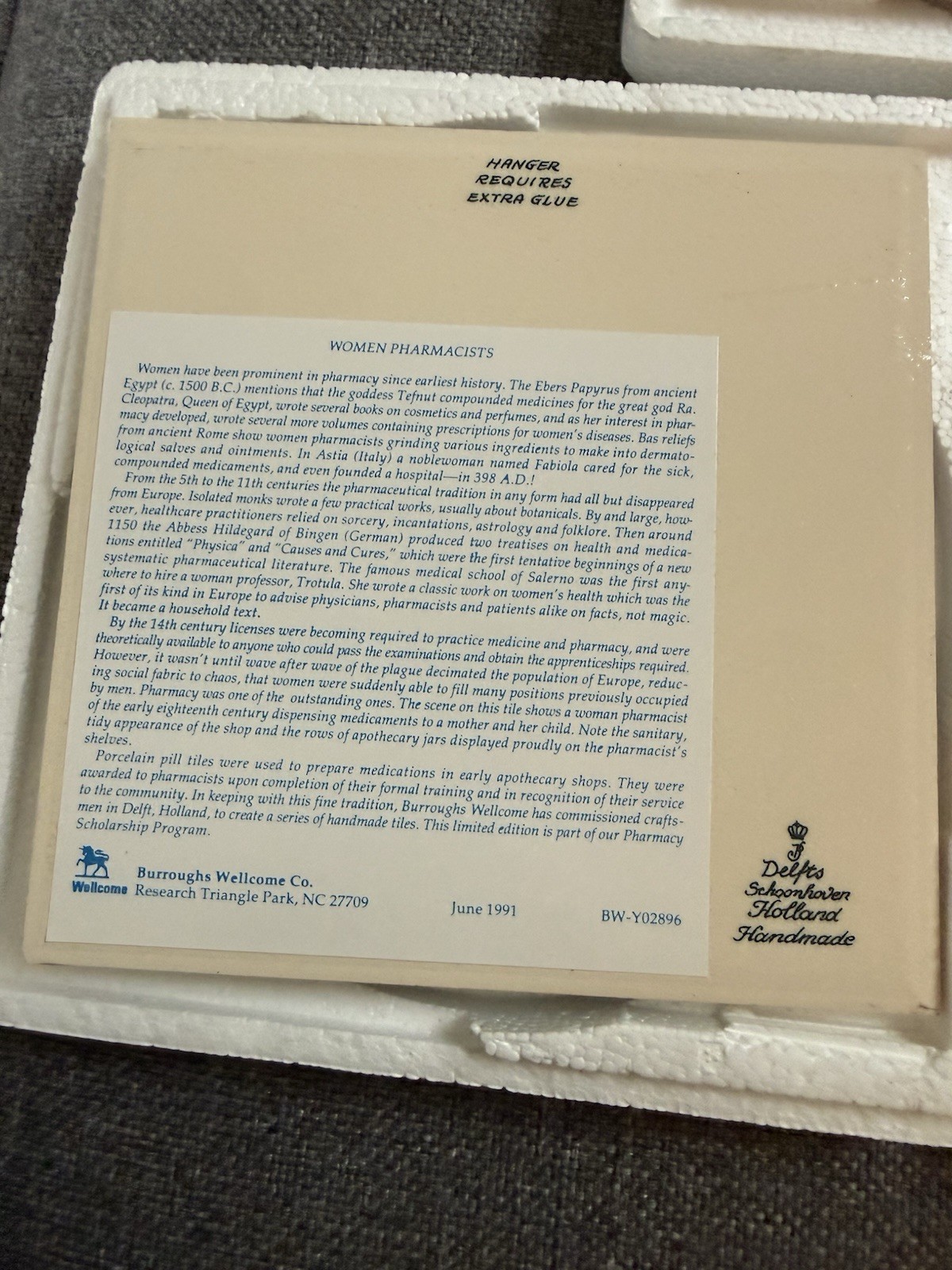 3 Delft Holland Pharmacists Pill Tile Burroughs Wellcome Pharmacy Scholarship