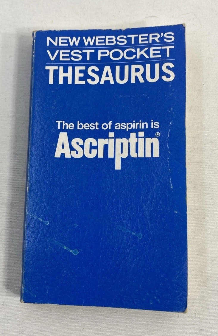 Vintage 1978 Ascriptin Aspirin (Rorer) Promo – Webster’s Vest Pocket Thesaurus