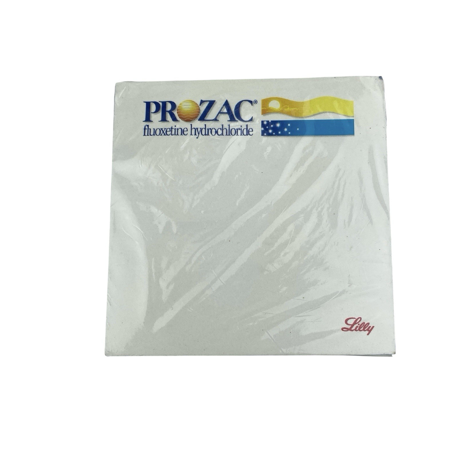 Prozac Pharmaceutical Advertising Note Paper Cube Lilly 1990s Plastic Wrapped