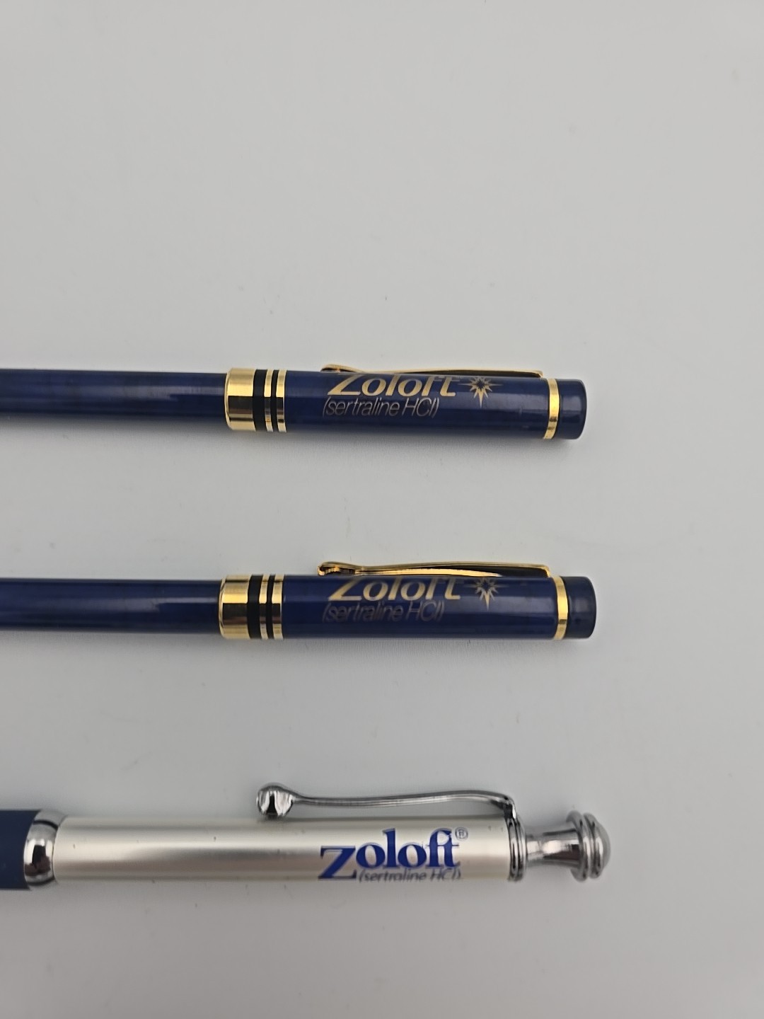 Lot 4 Zoloft Pfizer Heavy Metal Pharmaceutical Drug Rep Pens, Paper, Collectible