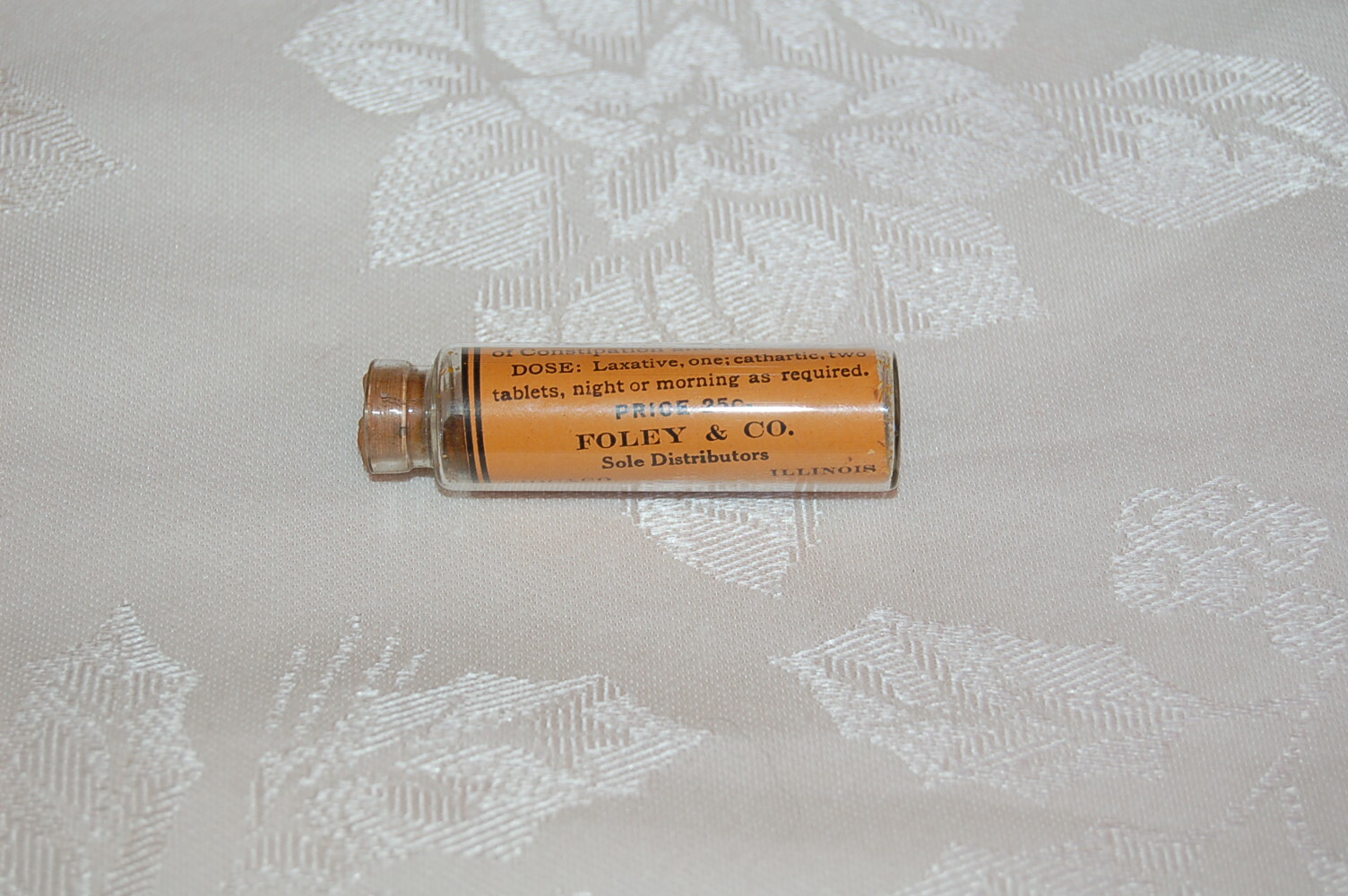 Vintage Drug Store Pharmacy Foley Cathartic Tablets Cork Top Bottle