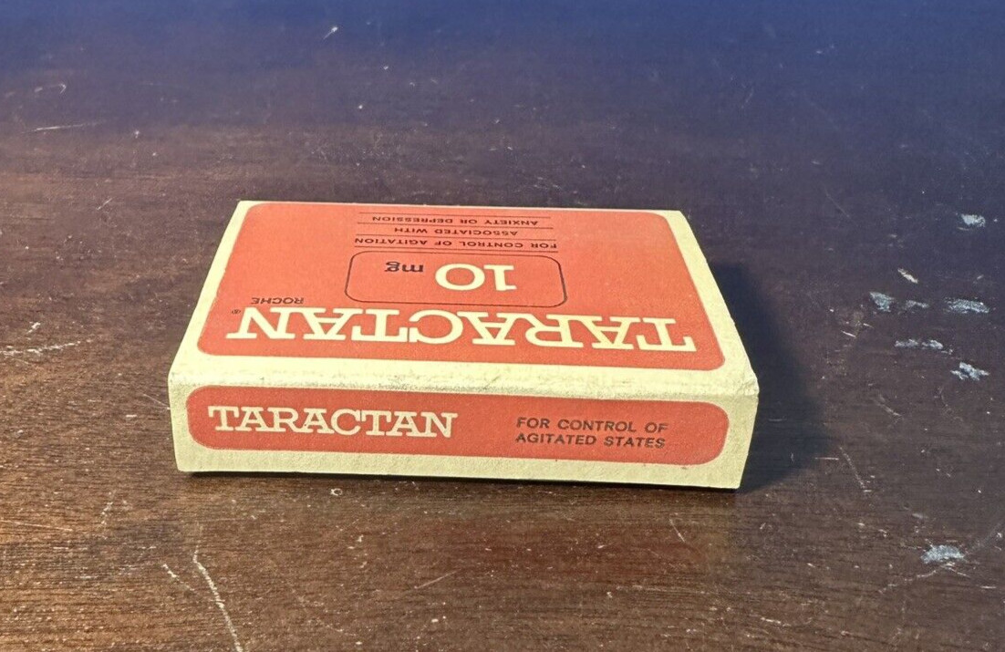 Antique Taractan Roche Laboratories Empty Box Agitation Anxiety Depression Pills