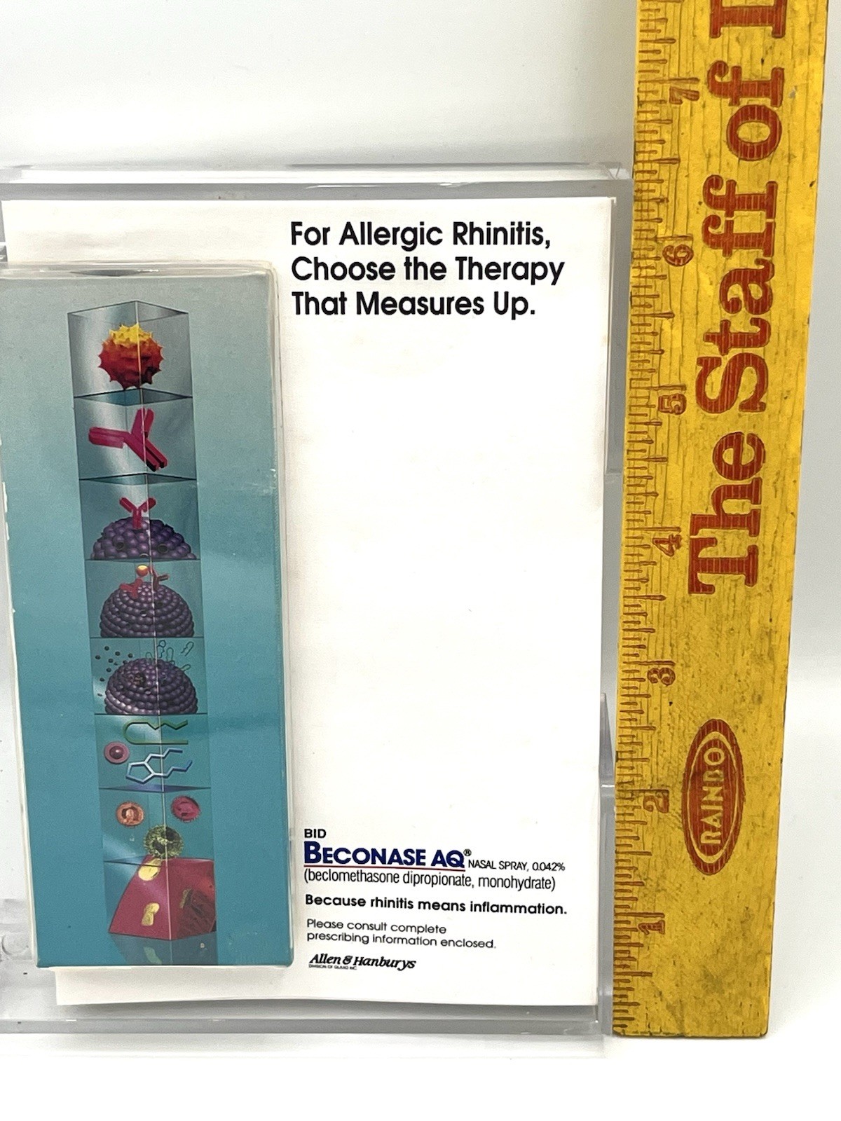 Pharmacy Advertising Note Pad & Acrylic Tray-MISSING PEN-Discontinued BECONASE