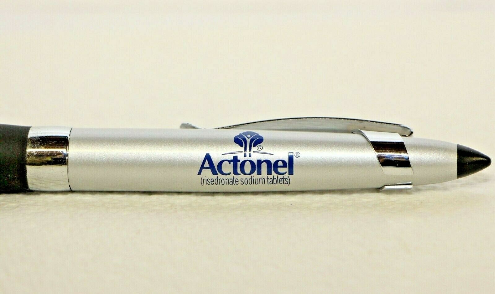 Pharmaceutical Rep Pen Actonel Heavy Metal Black on Silver New in Sleeve