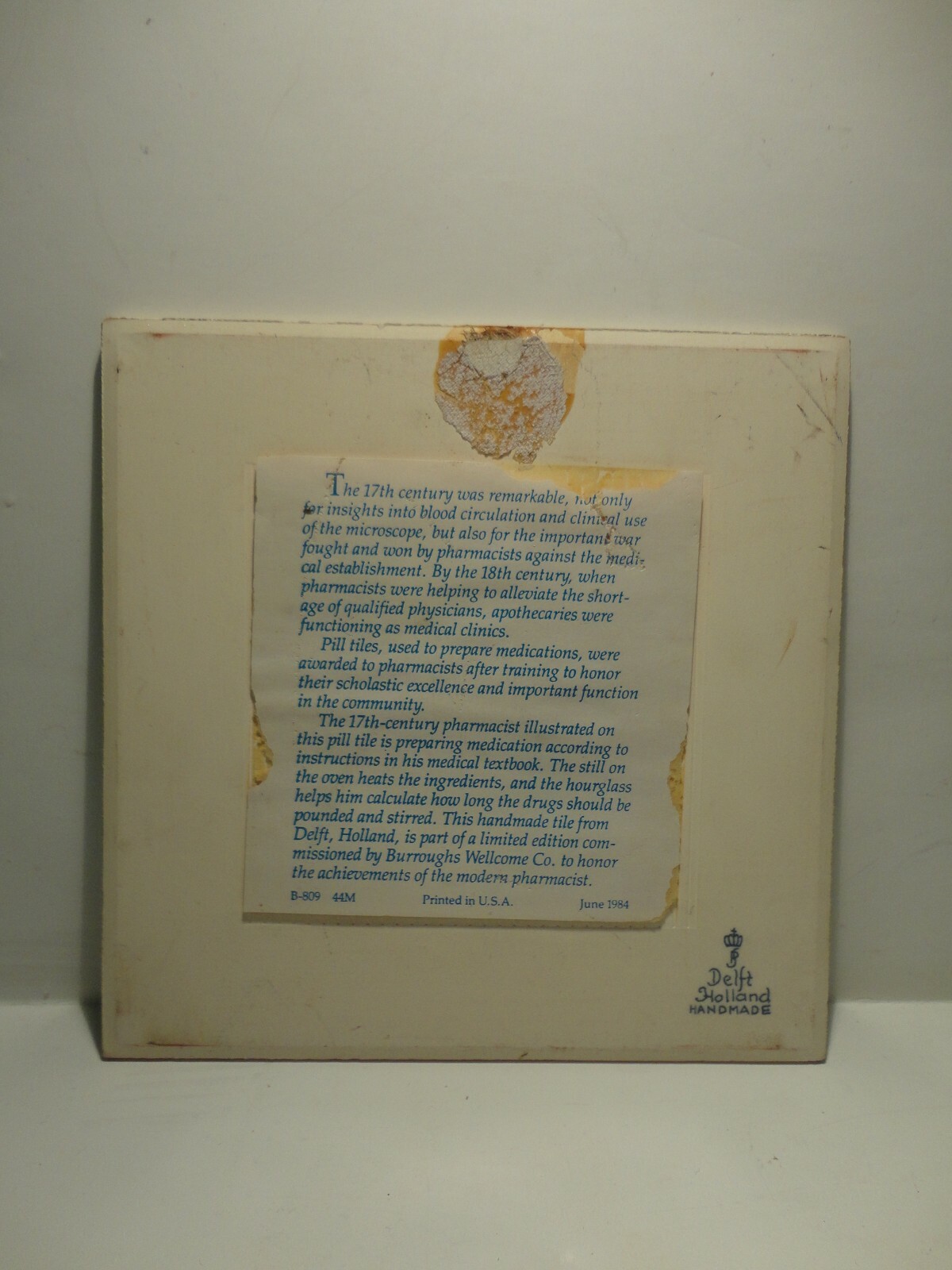 BURROUGHS Pharmaceutical English Pill Tile Pharmacy Apothecary Set Delft 3 of 12