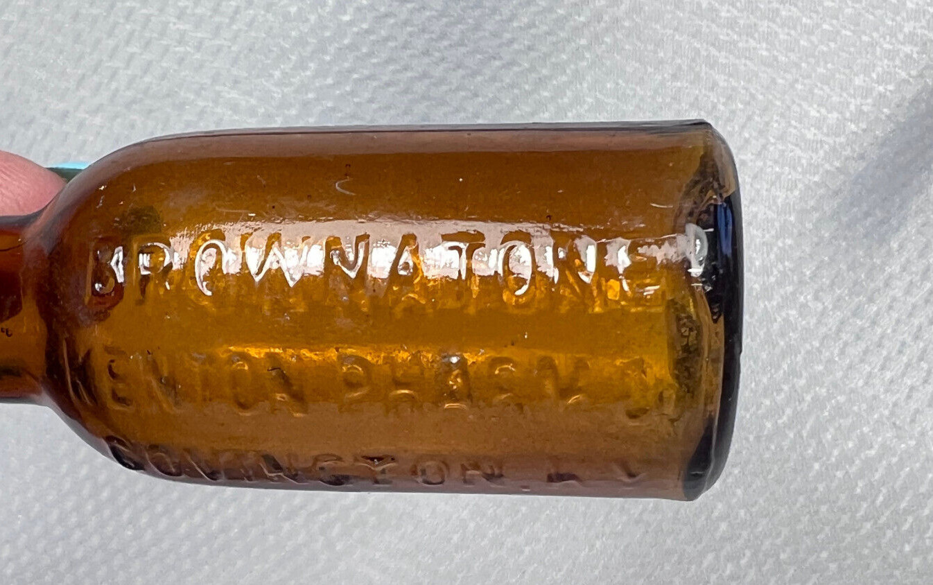 Vtg Blue Brown & Clear Drug Store Pharmaceutical Mini Decorator Lot Of 4 Bottles