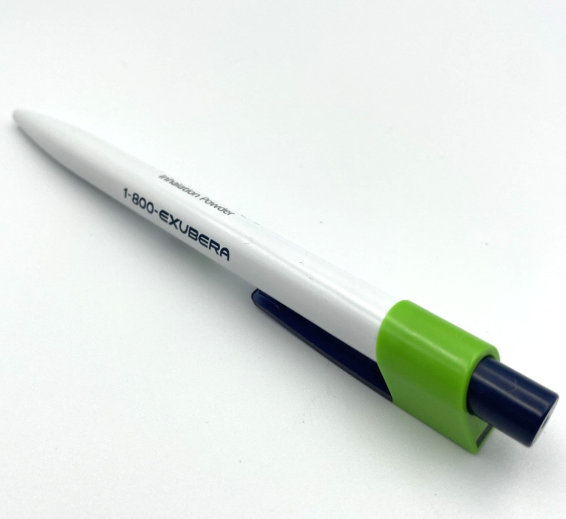 Pfizer Exubera Collectible Drug Rep Click Pen Blue White Green Works