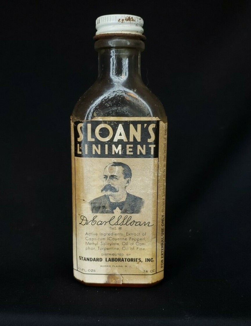 Vintage Sloan’s Liniment Bottle – 2.5 Oz – Roughly 1/4 Full