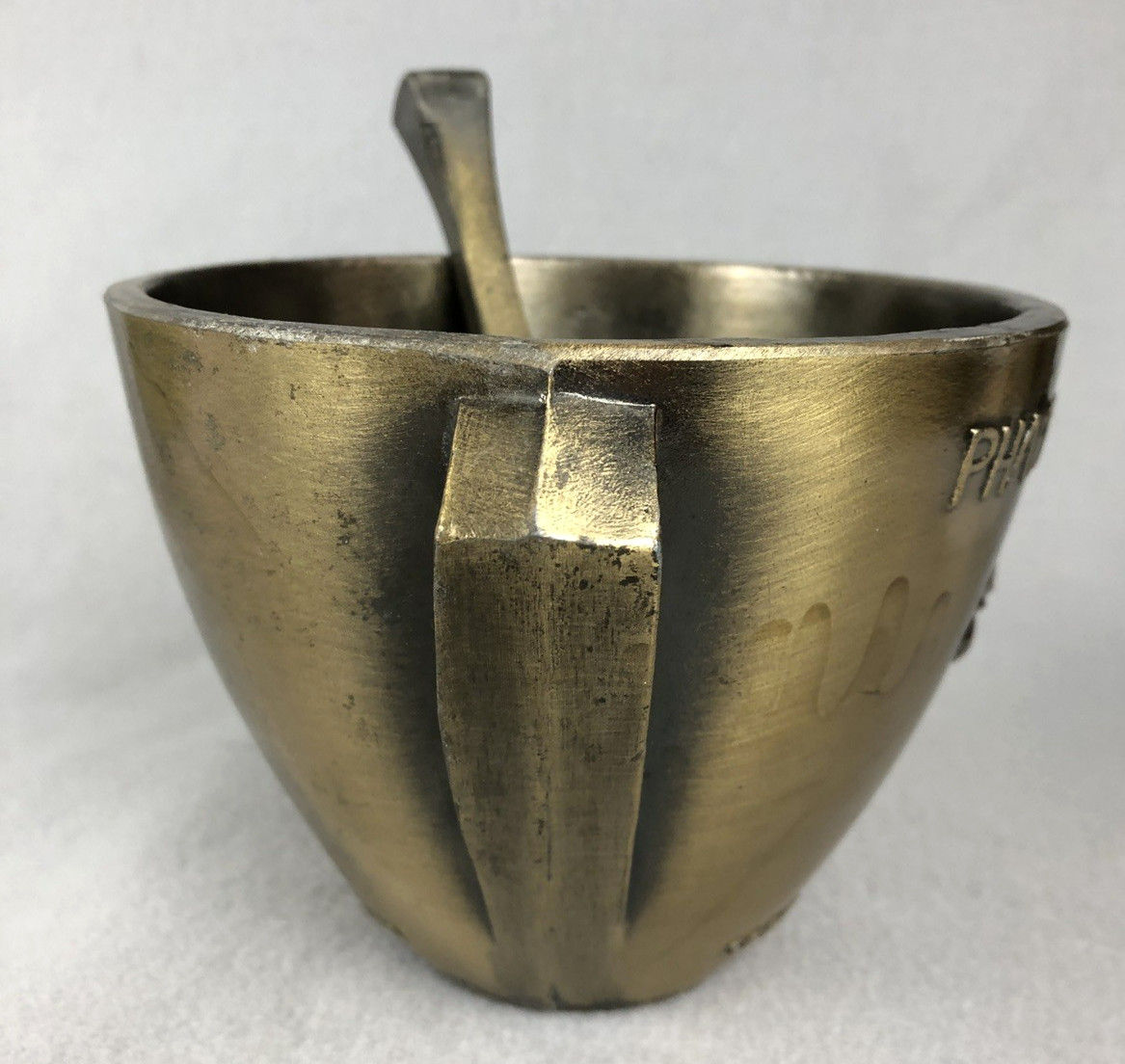 Rx Pharmacy Class 1973 Secundum Artem Brass Mortar and Pestle Schering HEAVY