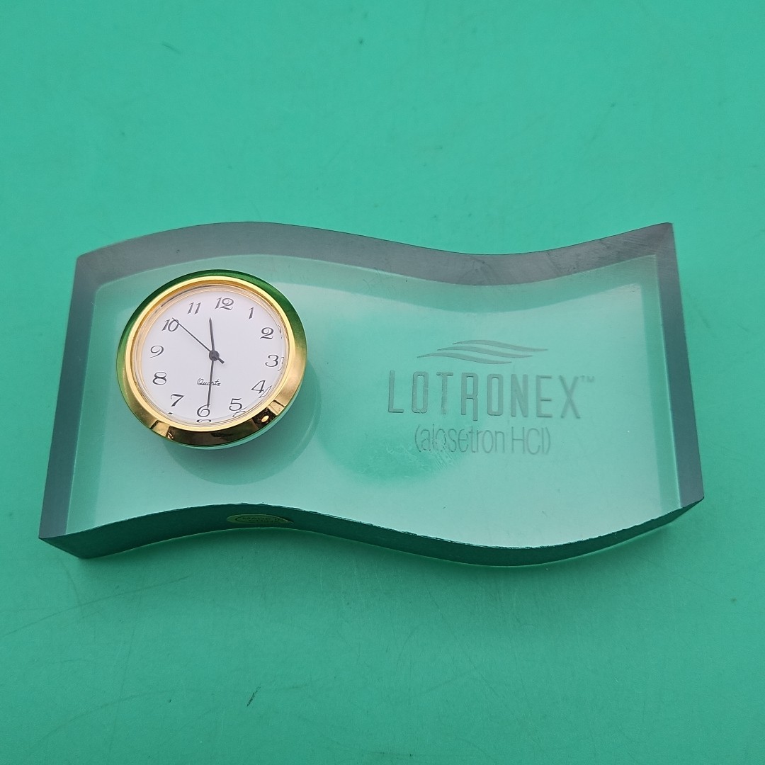 Lotronex Clock Pharmaceutical Drug Rep Collectible Glass Lucite