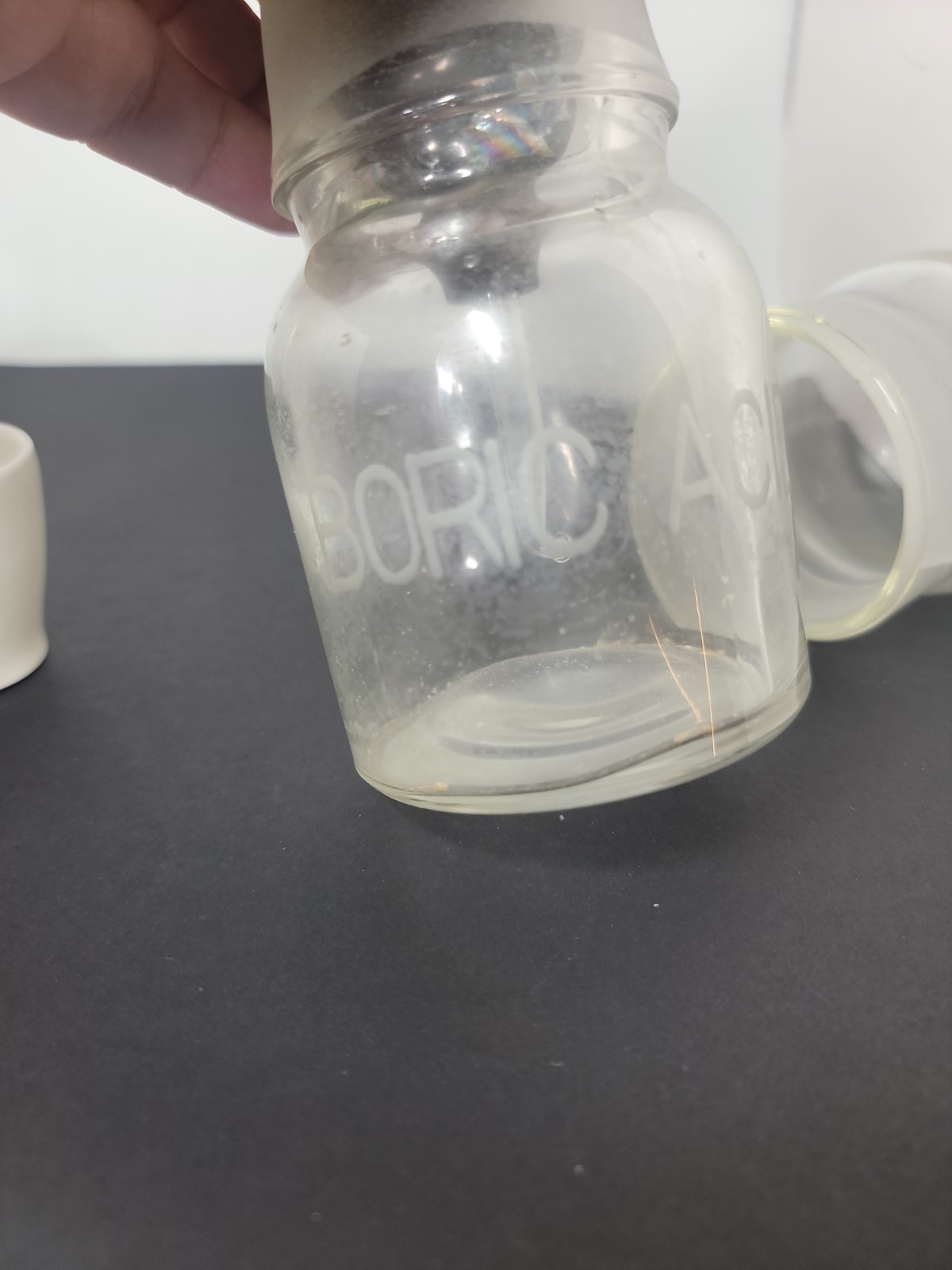 Vintage Apothecary Boric Acid Glassware With Stopper