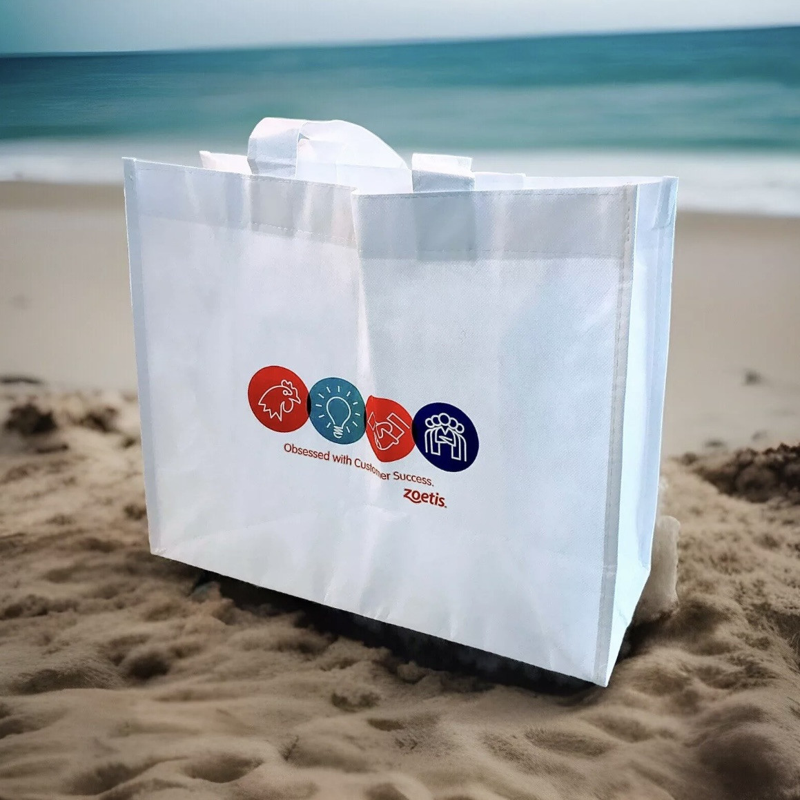 ZOETIS TOTE BAG White Reusable Shopping Beach | Obsessed With Customer Success