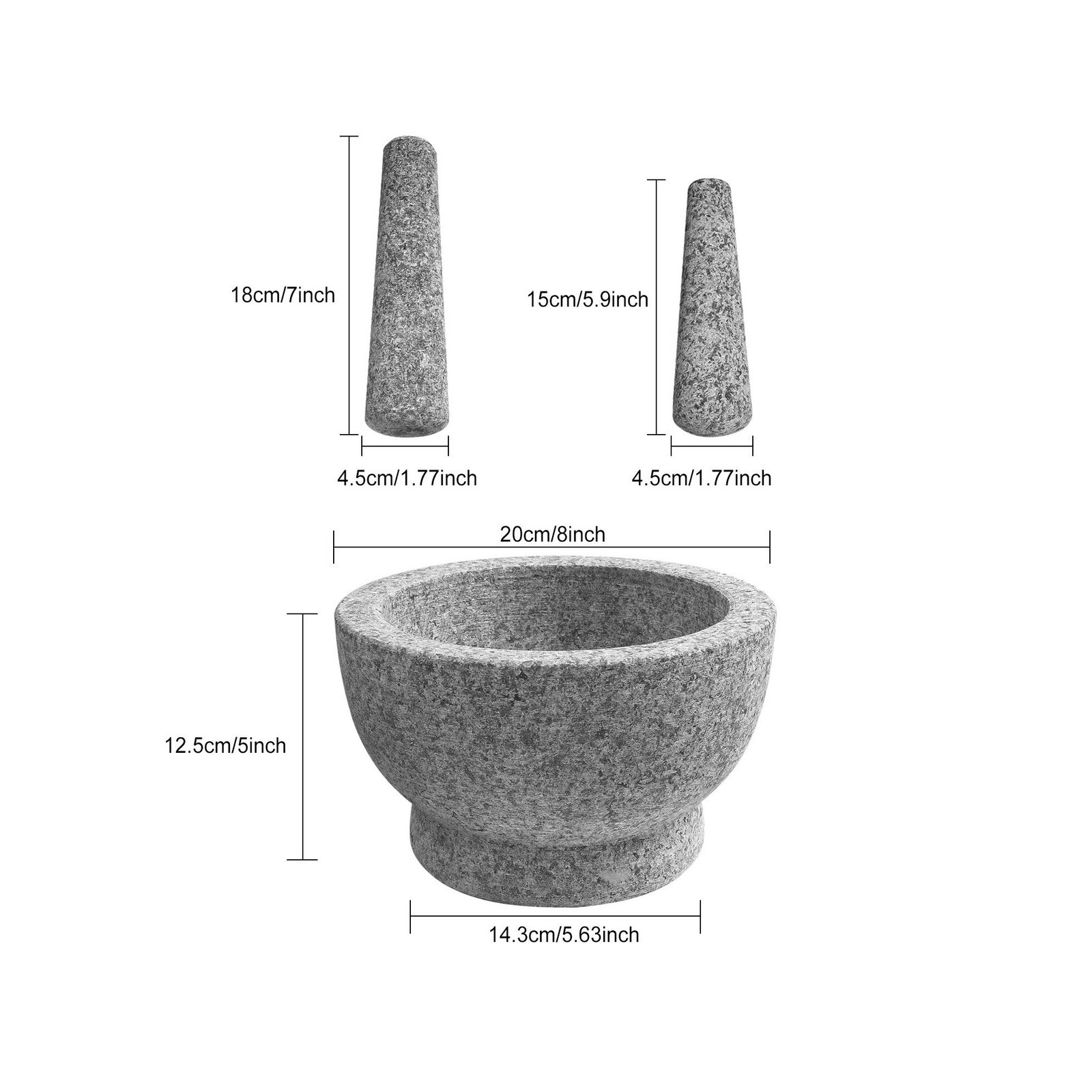 8 Inch Large Capacity Mortar and Pestle Set – One Mortar and Two Pe… Fast Ship