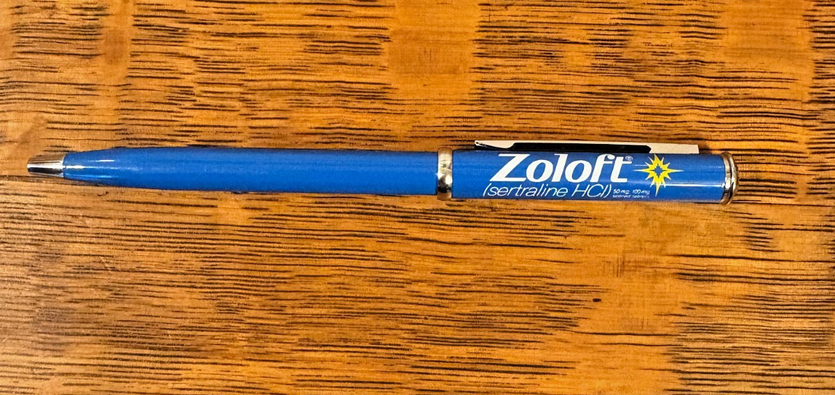 Vintage Zoloft Pen Metal. Pharmaceutical advertising. Also Zoloft pad of paper