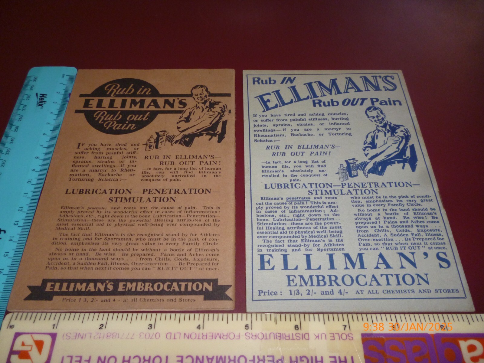 ELLIMAN’S EMBROCATION x 2 VINTAGE BOOKLETS LIBRARY OF HEALTH, AILMENTS ACCIDENTS