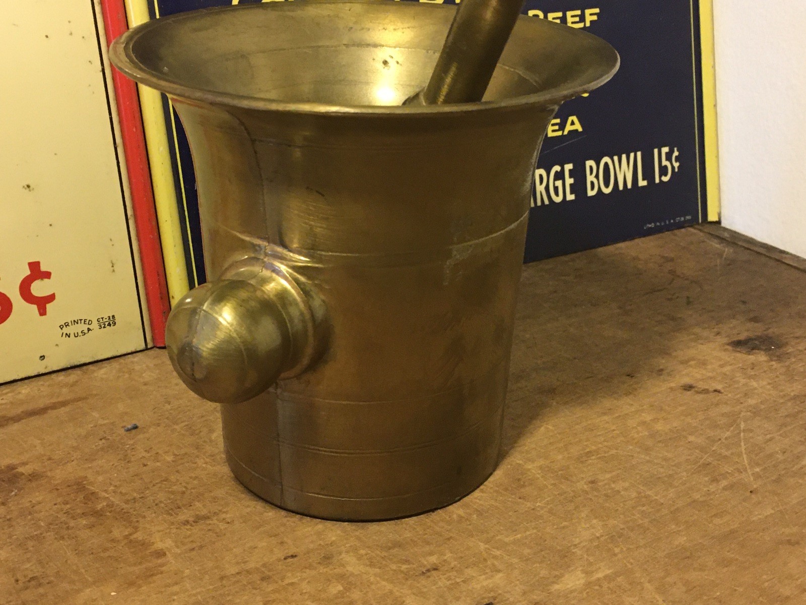 Vintage 1978 Eli Lilly Keflex “100” Brass Mortar & Pestle