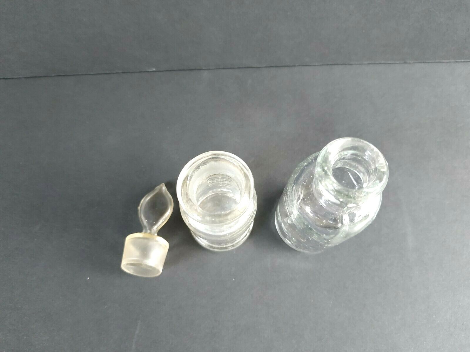 Glass Apothecary Pharmacy Bottles Set of 2, Clear, 1950 – 1960