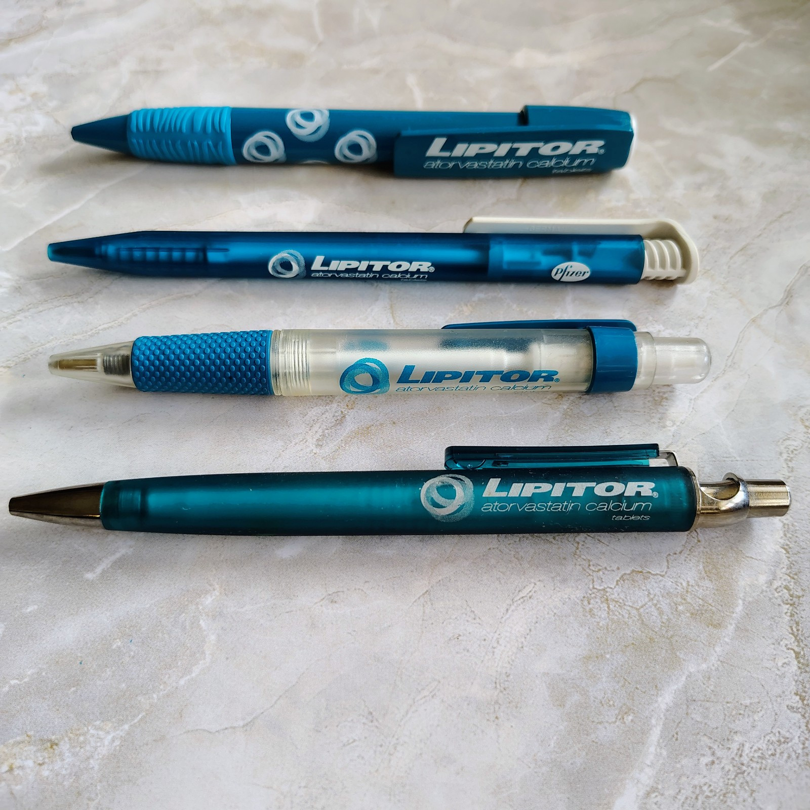 Lot Of 4 Lipitor Pharmaceutical Drug Rep Pens Advertising HTF