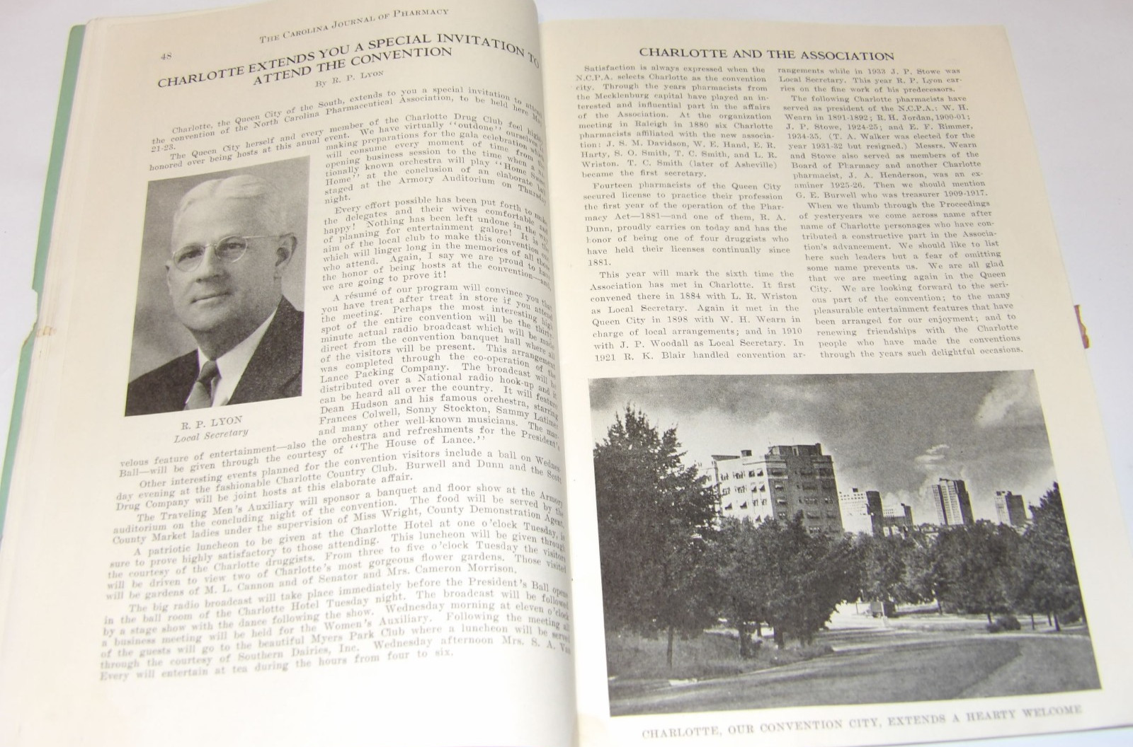 VTG 1940 DRUGGIST CONVENTION SOUVENIR BOOK! CHARLOTTE, NC! ADS/HOTELS/PICTURES!