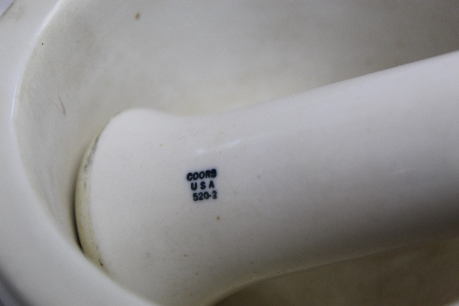 Vintage Large White Coors USA Porcelain Mortar Pestle Set 520-2