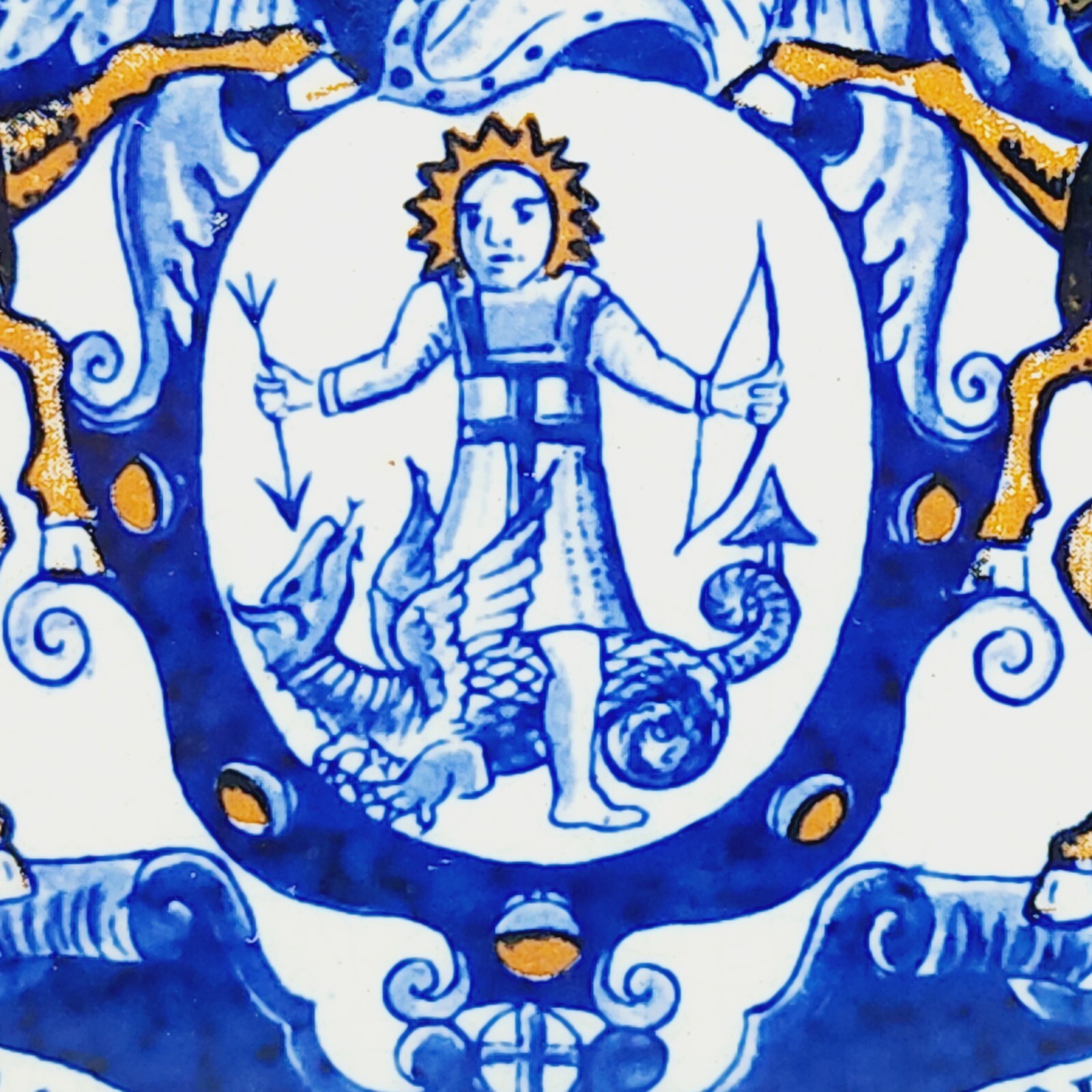BLUE DELFT HOLLAND HANDMADE PILL TILE BURROUGHS WELLCOME CO. 1982