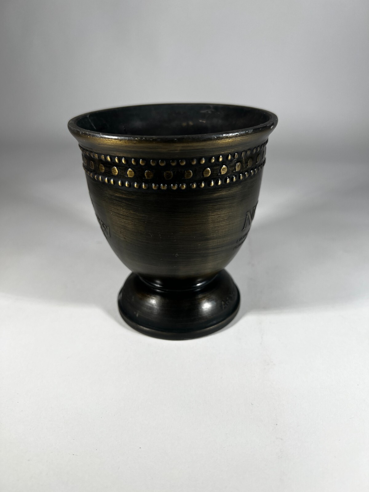 Mortar Vintage Bronze Brass Metal Pharmacopoeia no pestle 4″ Height