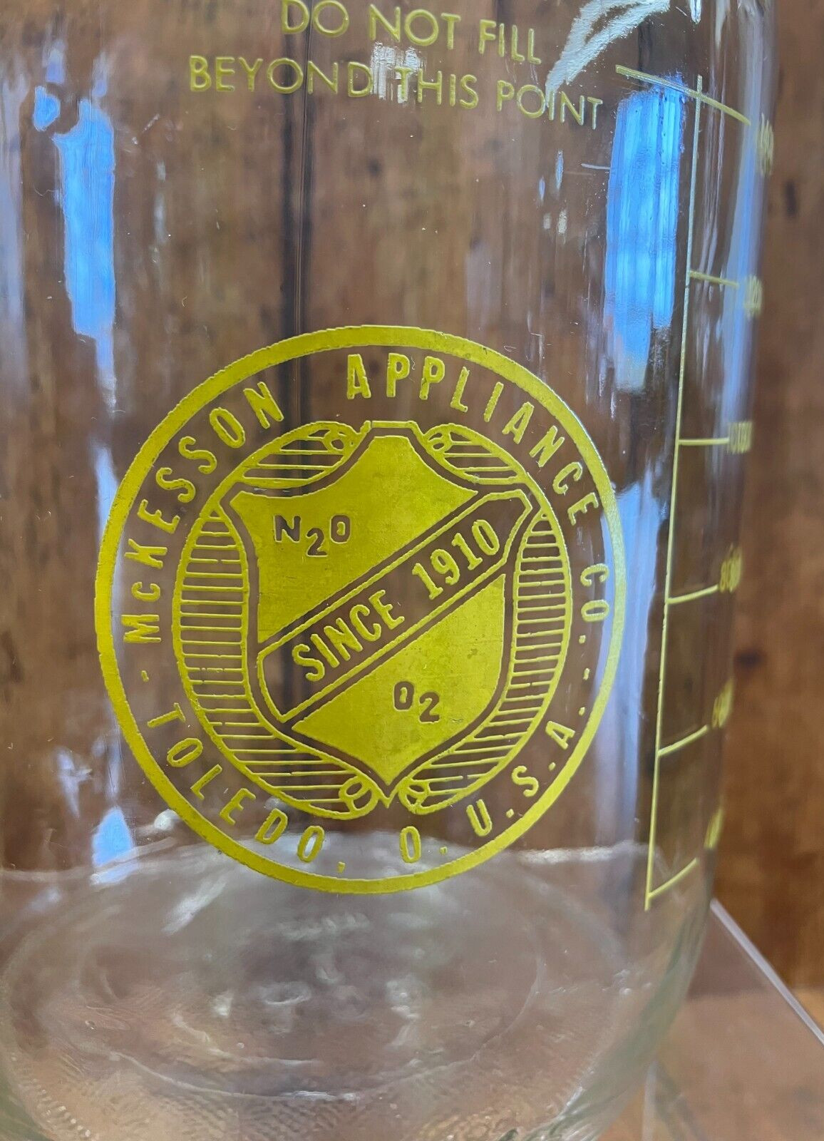 Vintage McKesson Appliance Co Toledo OH Medical Anesthesia Glass Jar Duraglas