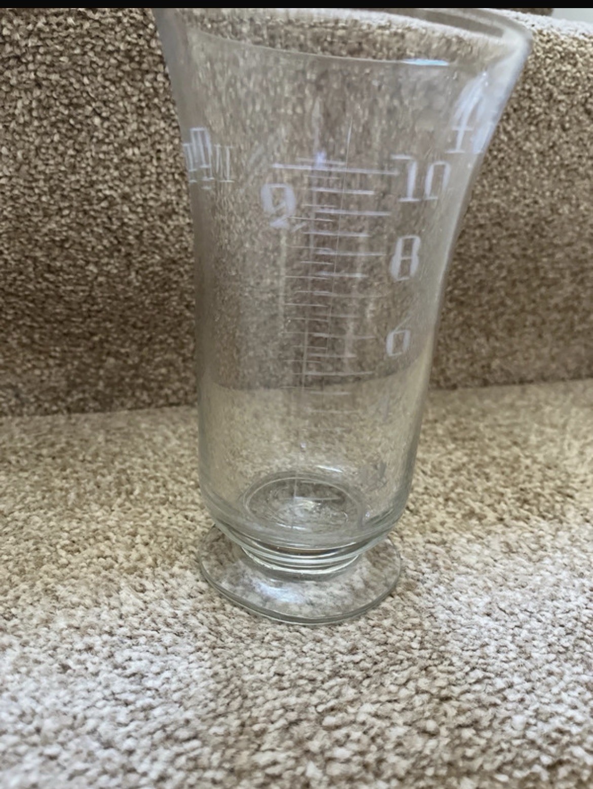 Antique Apothecary Engraved Glass Medicine Measuring Jug