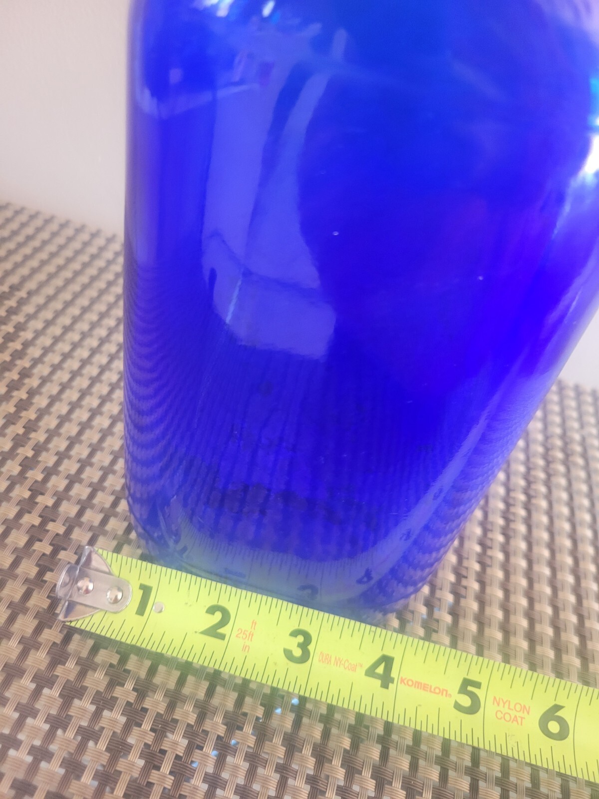 Vintage 2 Large 9.5″ Blue Cobalt Blue Medicine Bottle Embossed Made in USA, EXC