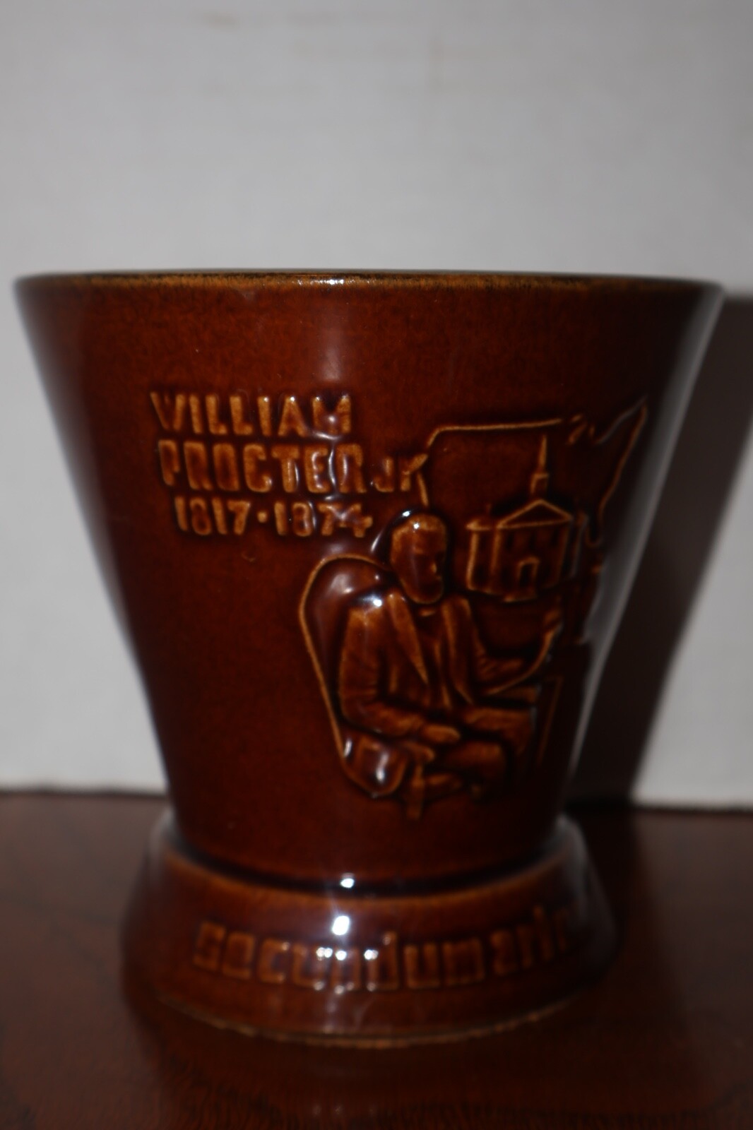 Ceramic William Proctor Mortar Only Schering Secundum Artum Brown Ex. Condition