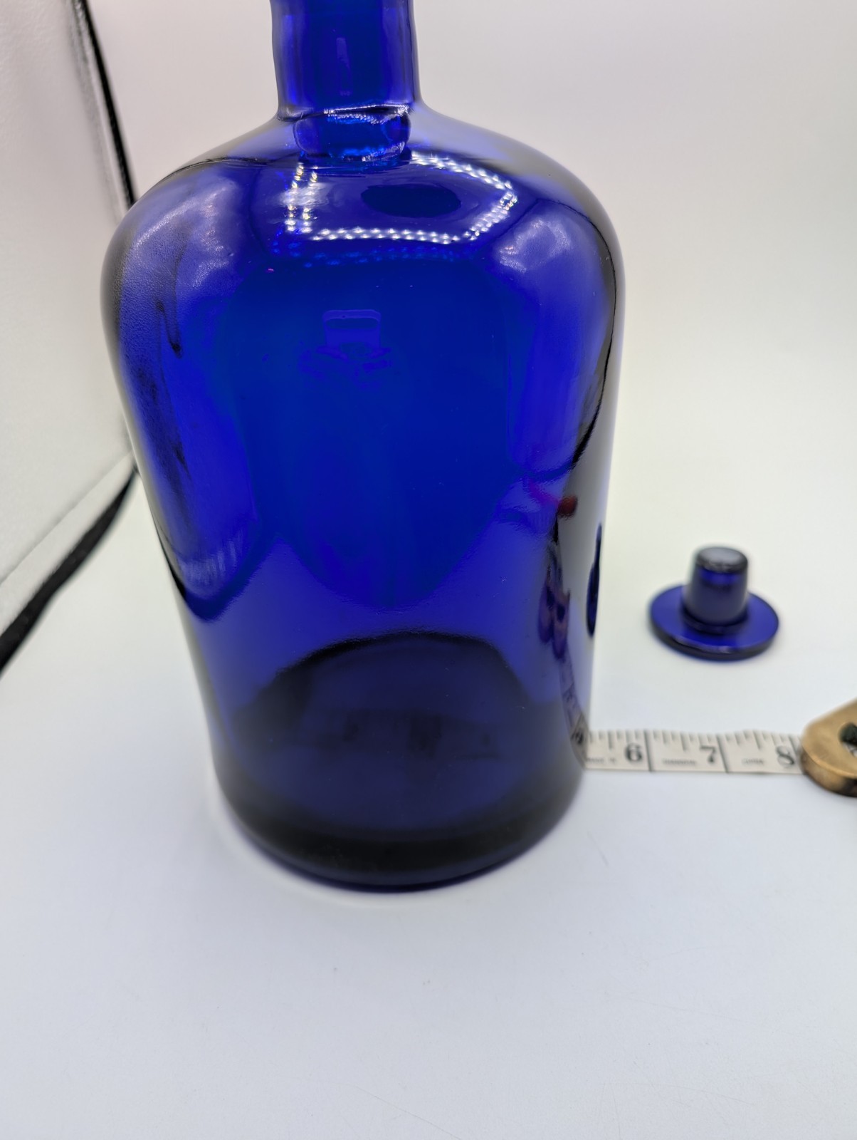 Chemist Apothecary Pharmacy Bottle Cobalt Blue 9.5” Glass Stopper Vintage