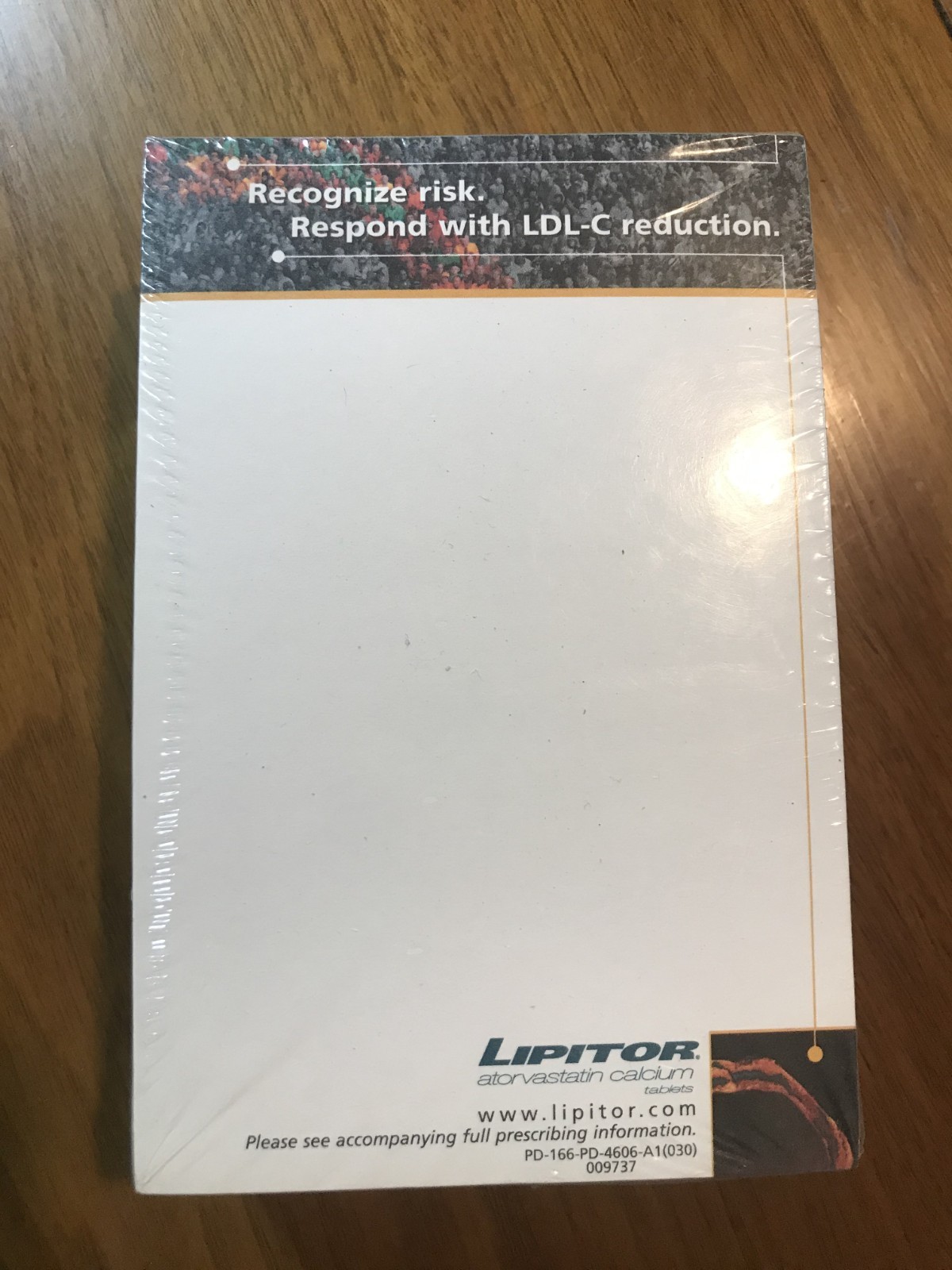 Lipitor Note Pad Pharma Advertising Rep Logo New Sealed
