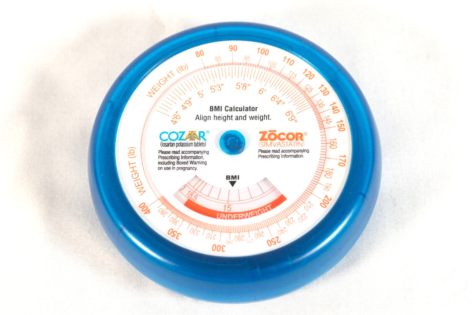 Vintage ZOCOR COZAR Pharmaceutical Advertising BMI Calculator Magnetic