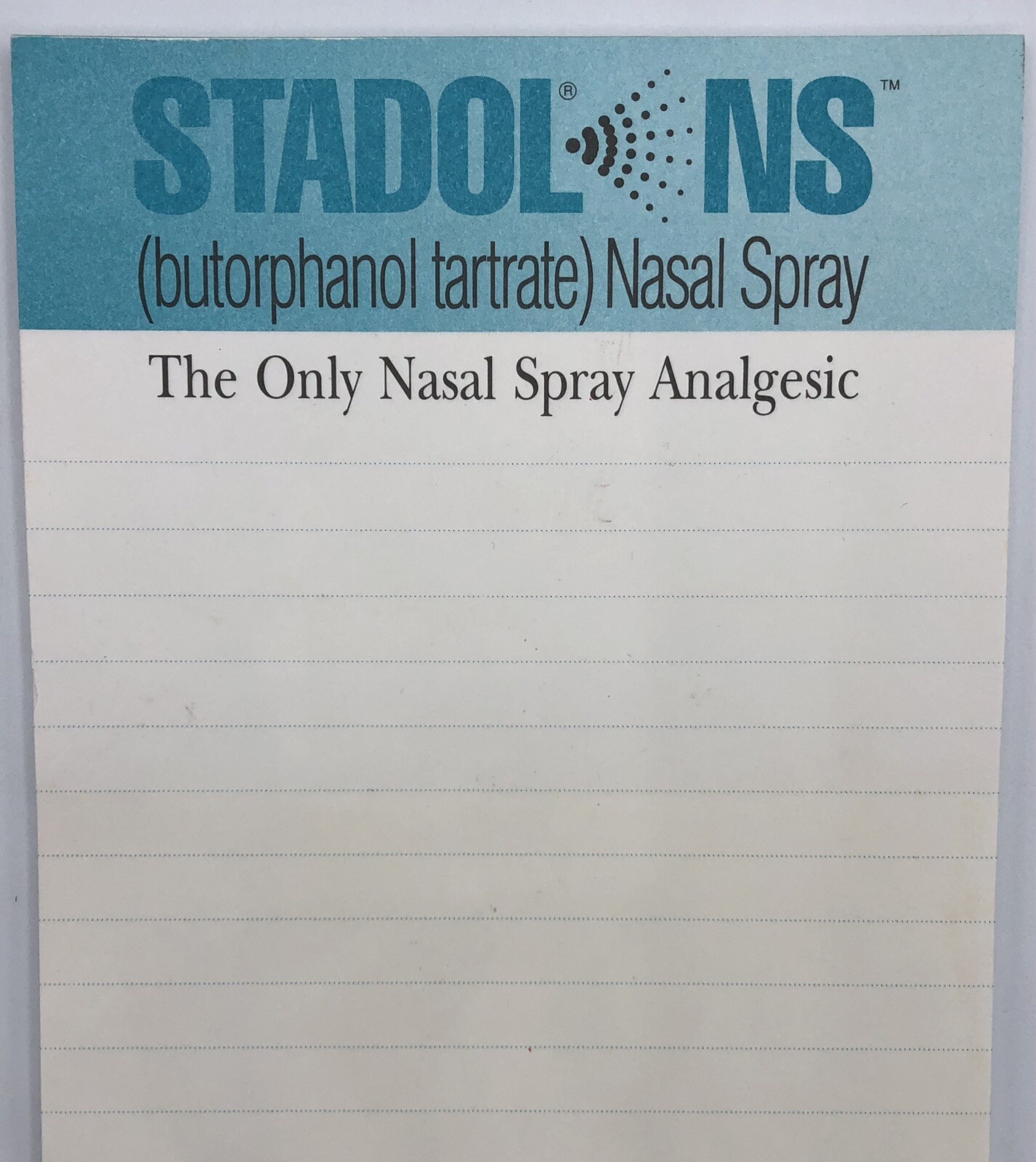 Retro 1992 Drug Rep STADOL NS Notepad 49 Pages Bristol-Myers Squibb Vtg Medical