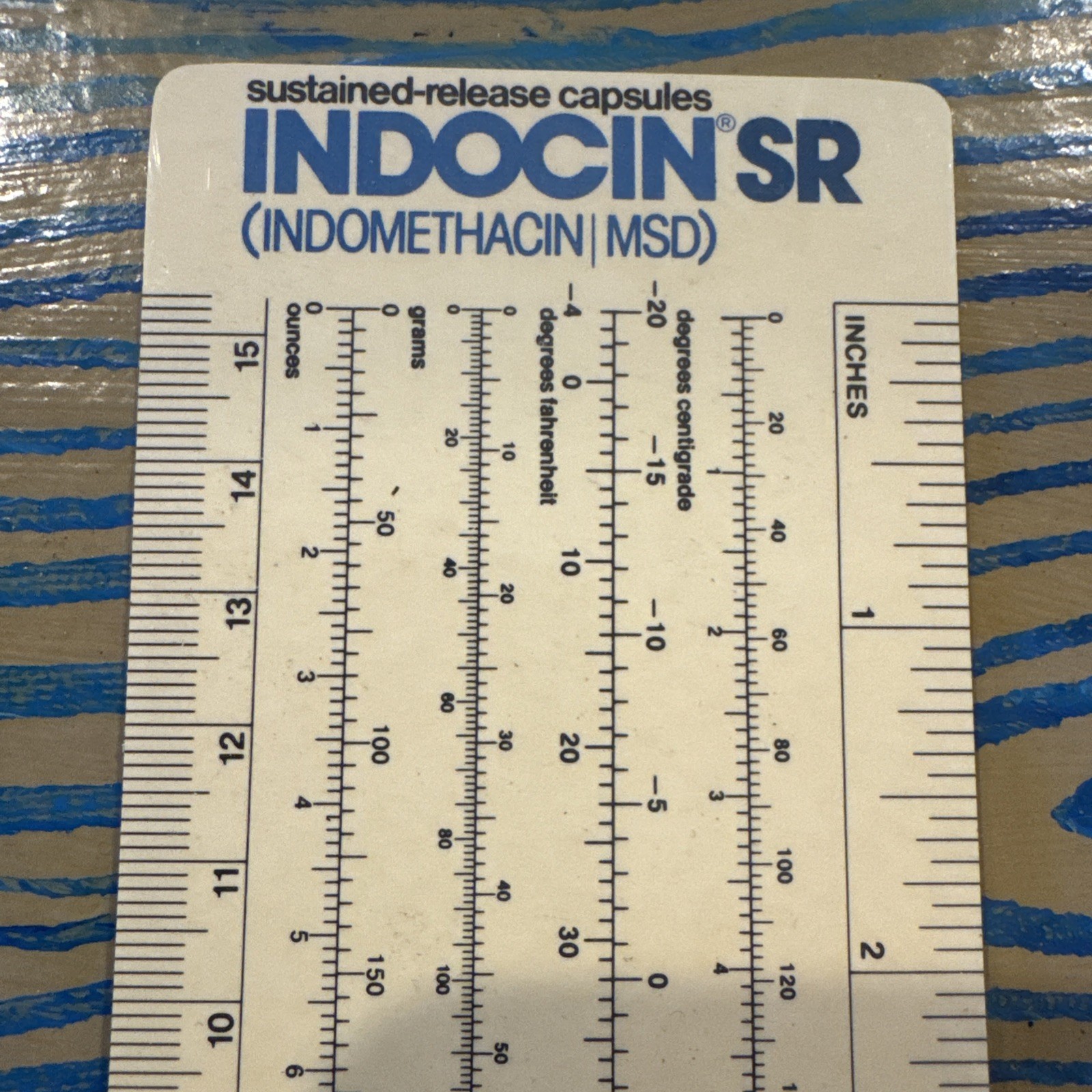 Indocin SR Ruler Drug Rep Swag Merck Pharmaceuticals Vtg 1985 Pharma Ad